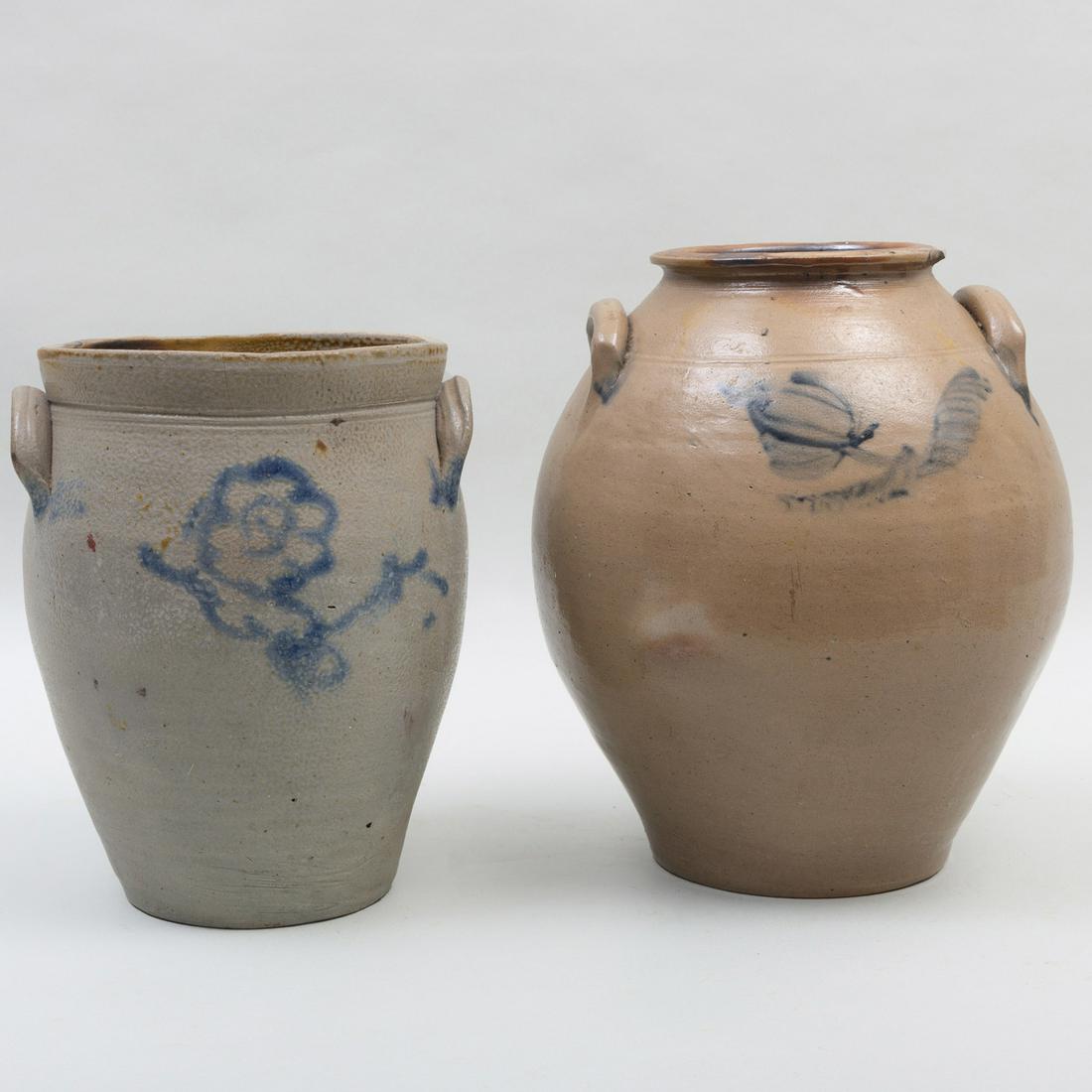 Two Large American Salt Glazed Stoneware Crocks (1 of 5)