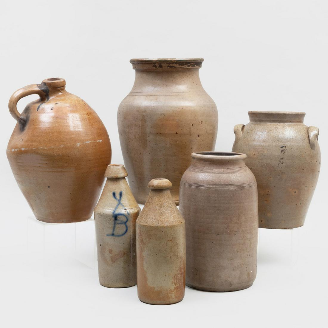 Group of Six American Salt Glazed Stoneware Vessels (1 of 5)