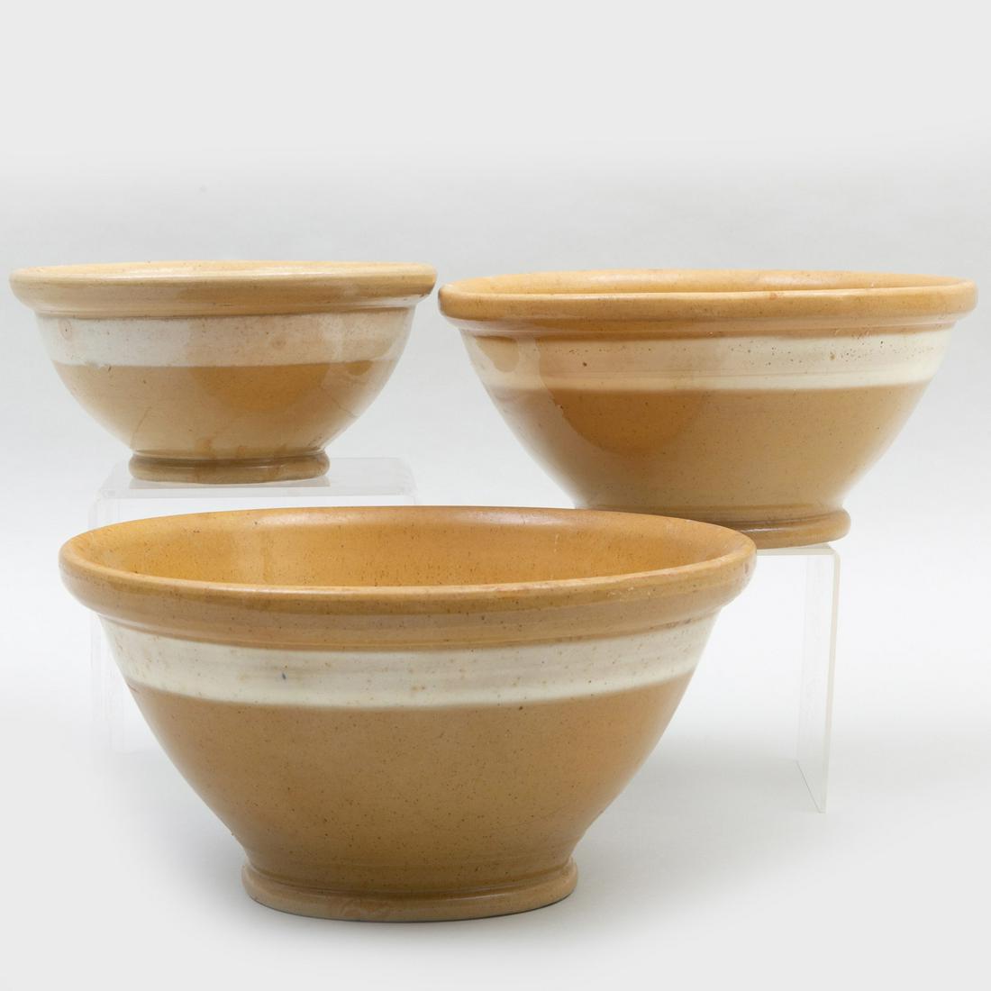 Group of Seven Yellow Ware Pottery Bowls (1 of 4)