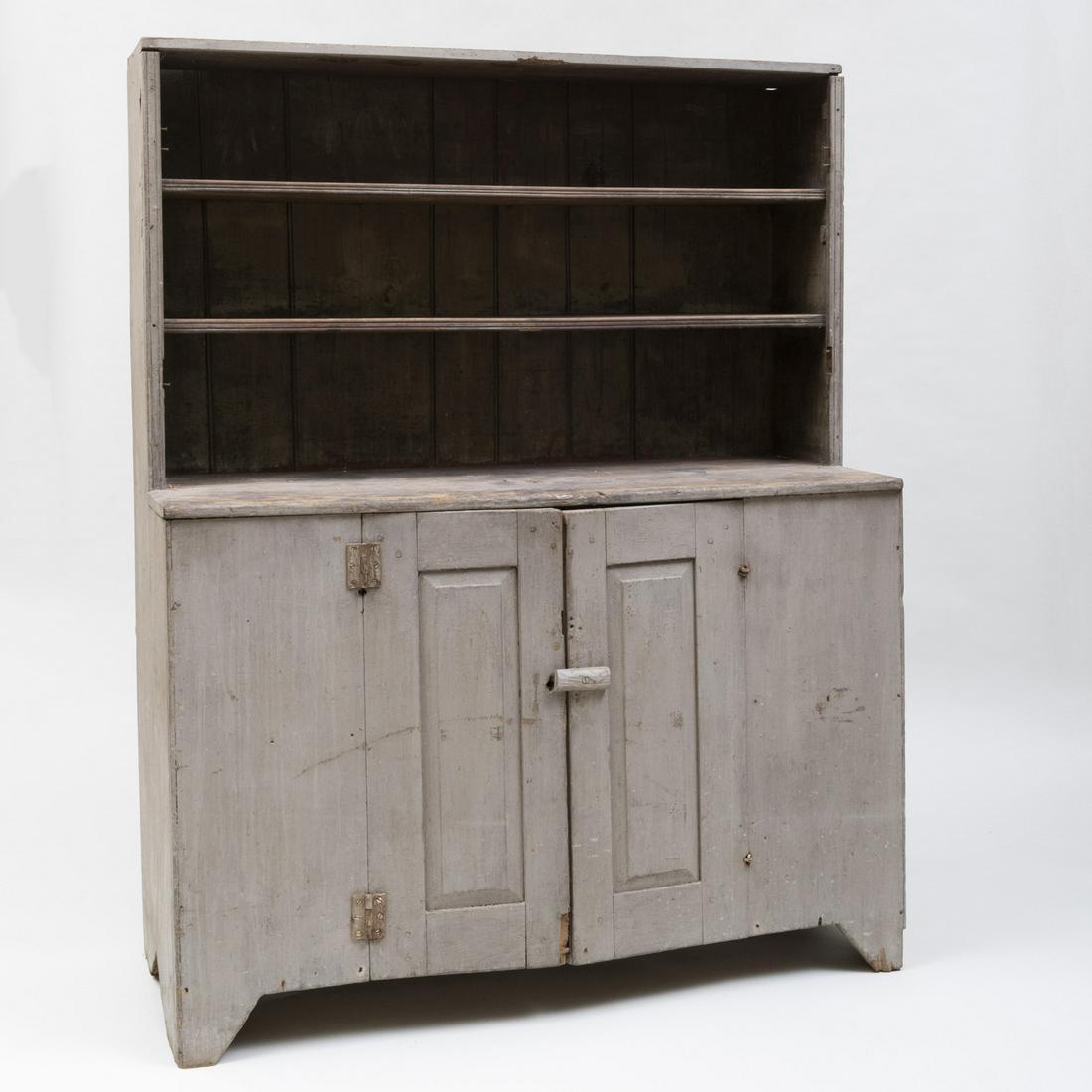 Grey Painted Stepback Cupboard (1 of 8)