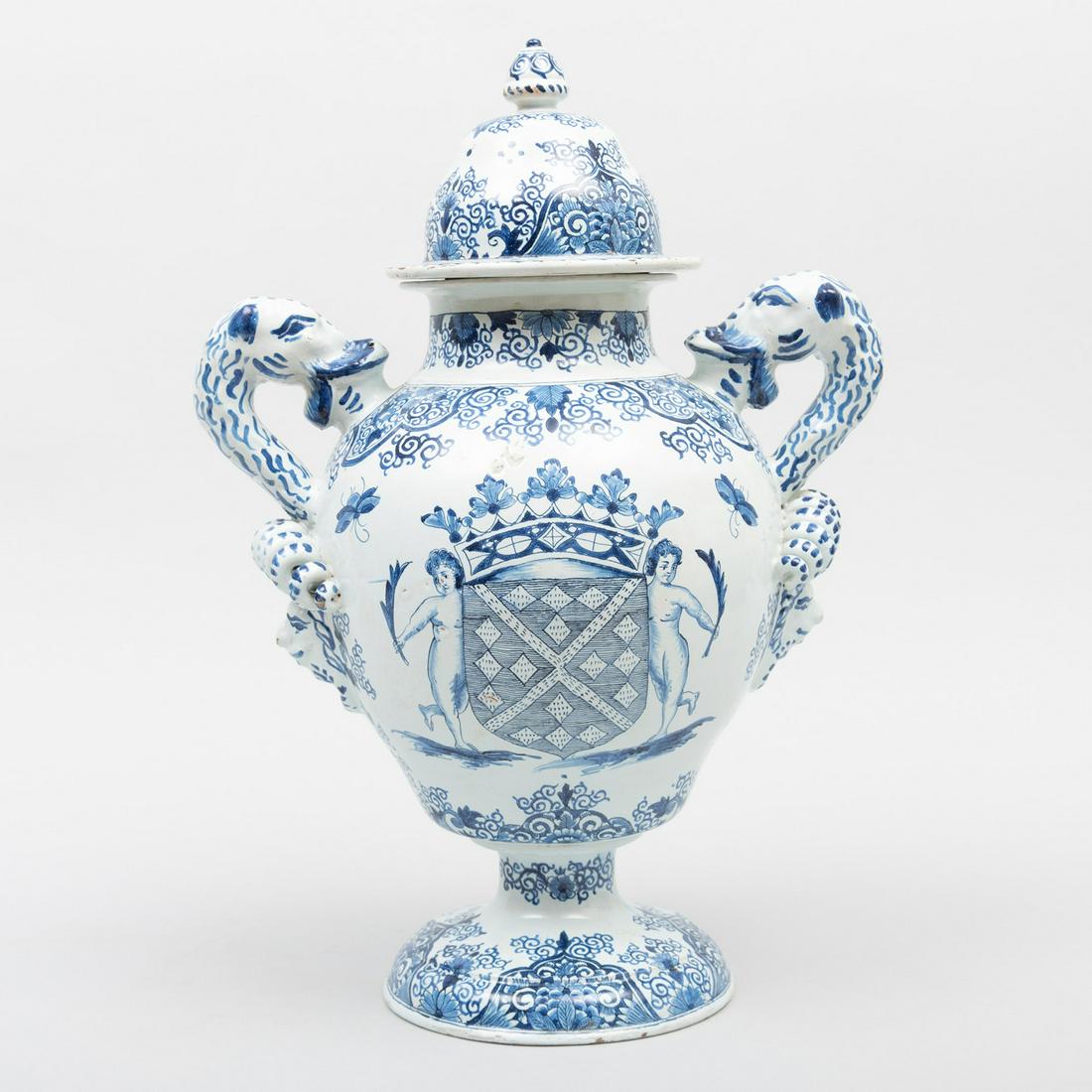 Continental Tin Glazed Earthenware Armorial Vase and (1 of 8)