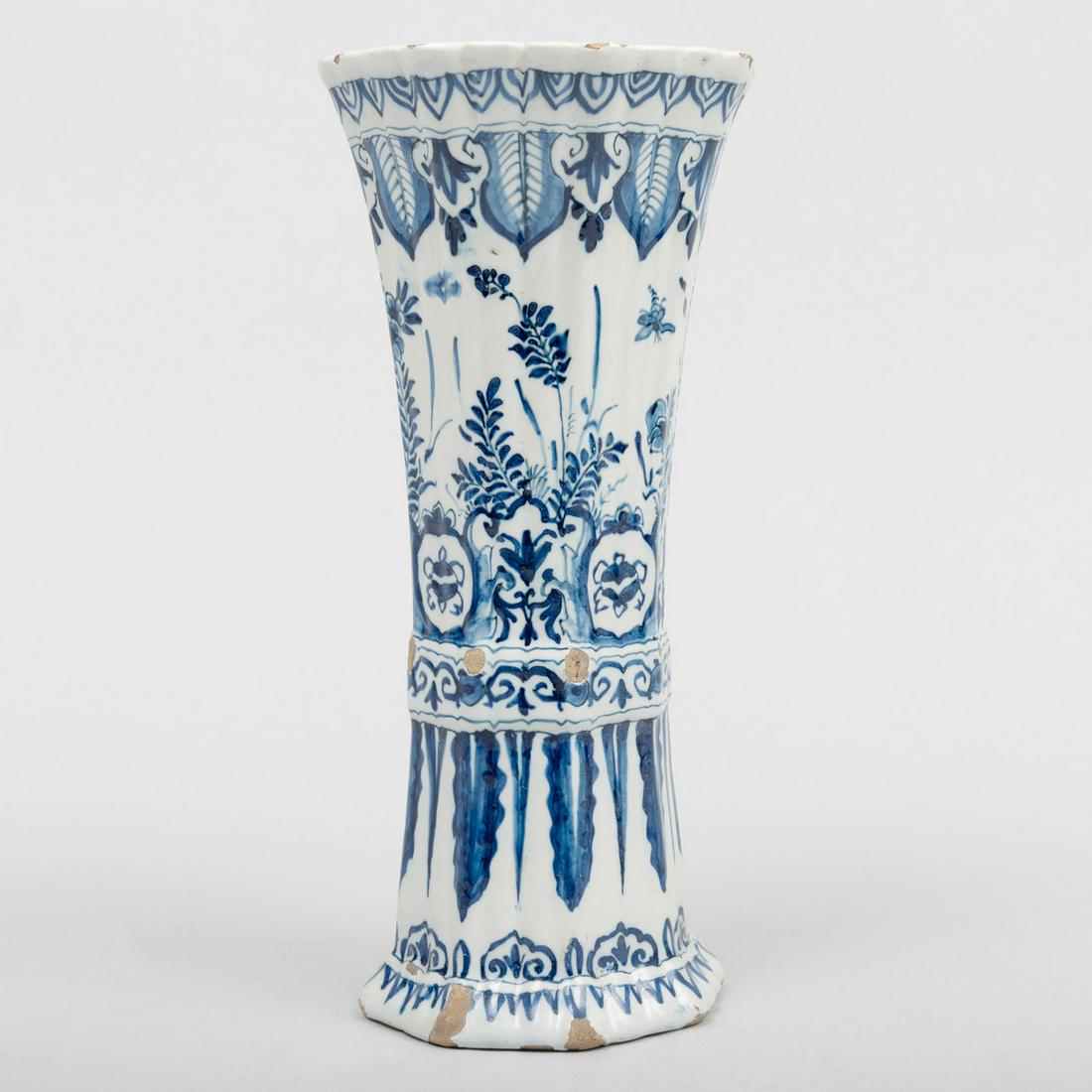 Dutch Delft Blue and White Trumpet Vase (1 of 6)