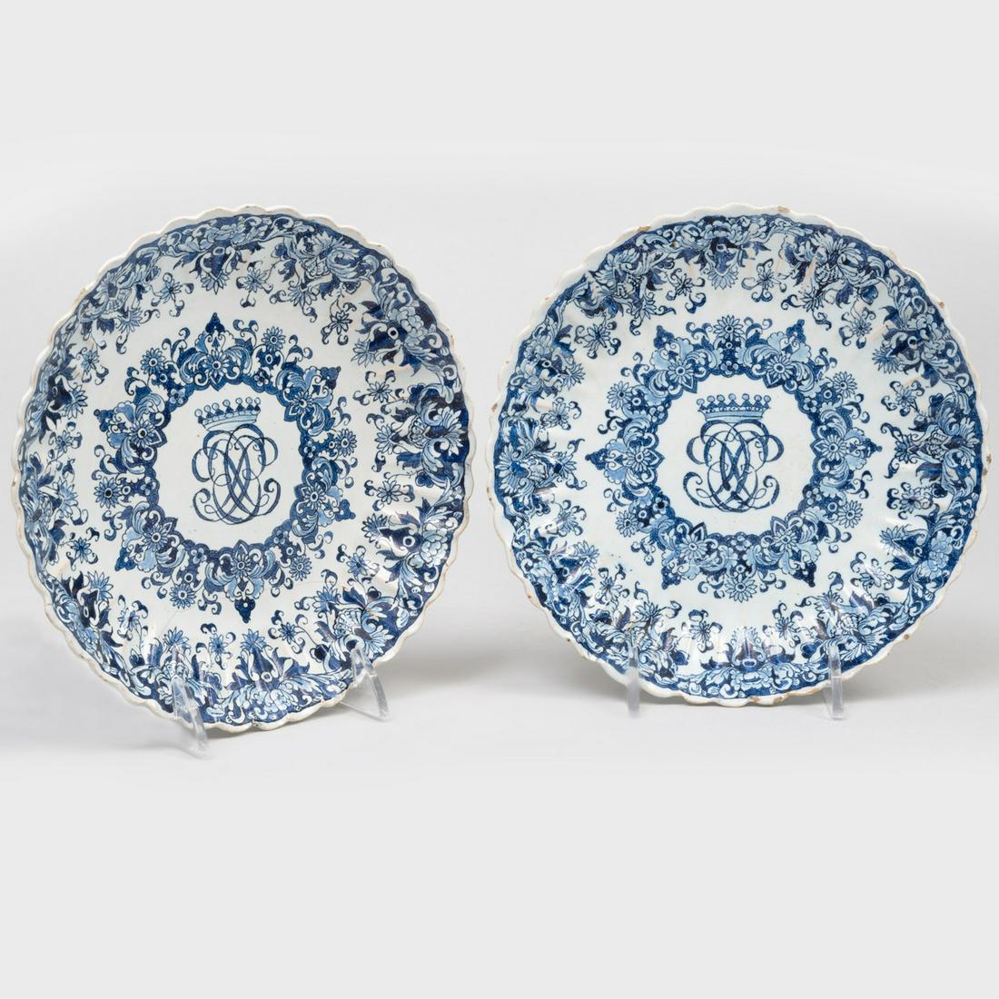 Pair of Dutch Delft Blue and White Small Fluted Dishes (1 of 6)