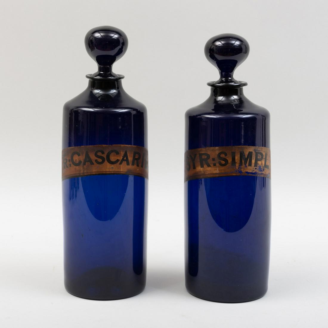 Pair of Victorian Cobalt Glass Apothecary Jars with (1 of 4)