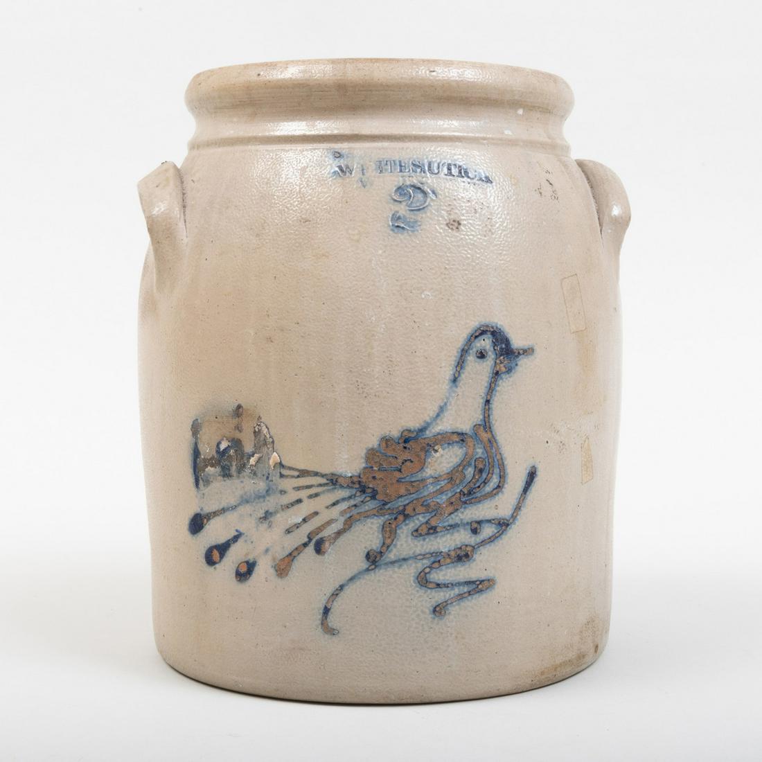 American Salt Glazed Stoneware Two Handled Crock (1 of 6)