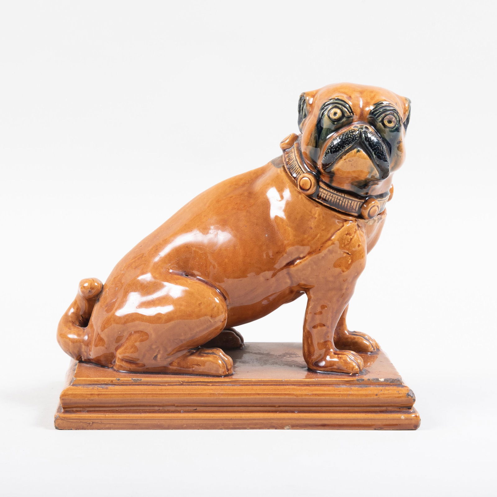 Staffordshire Glazed Pottery Pug Form Vessel and Cover (1 of 6)