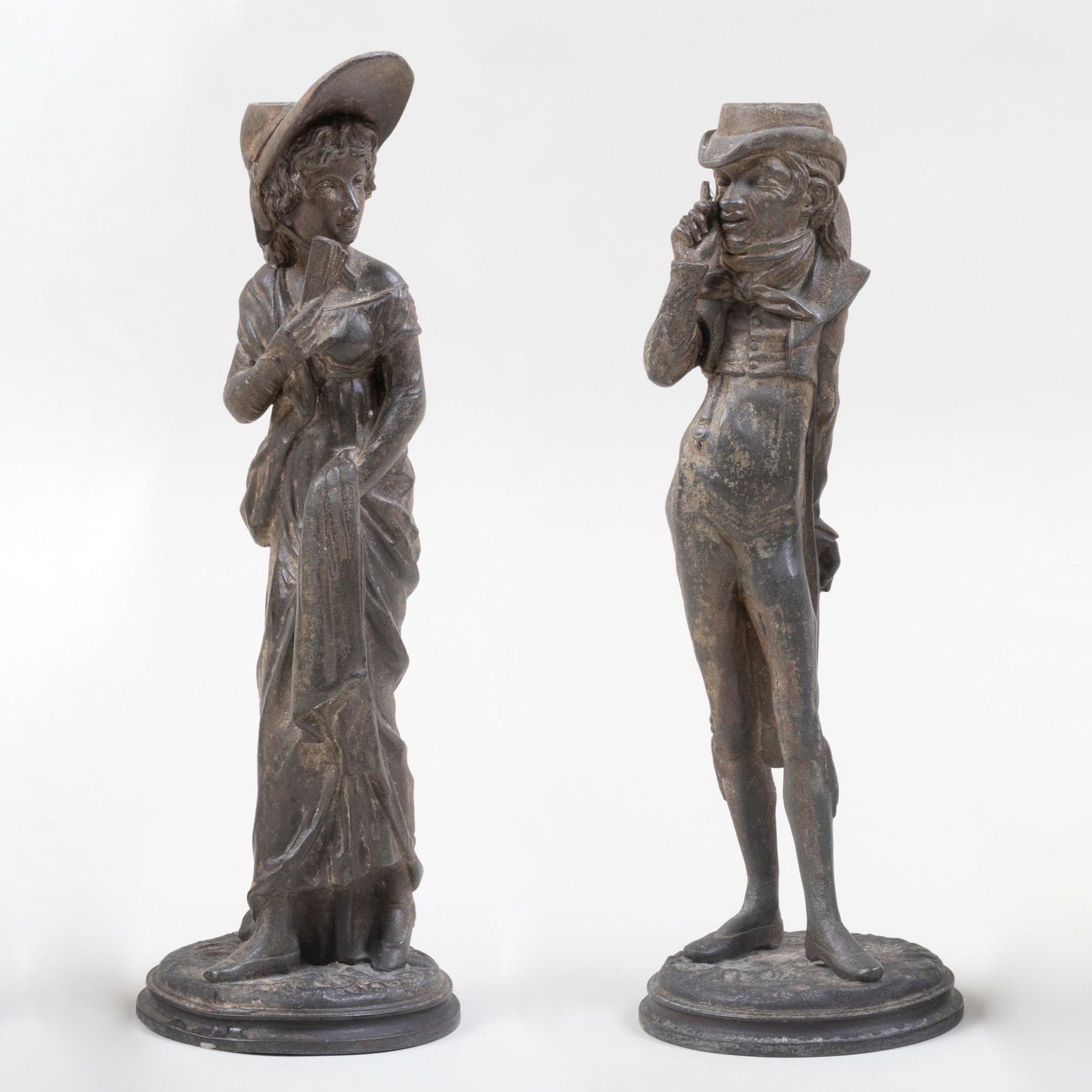 Pair of Continental Cast-Metal Figural Candlesticks (1 of 6)