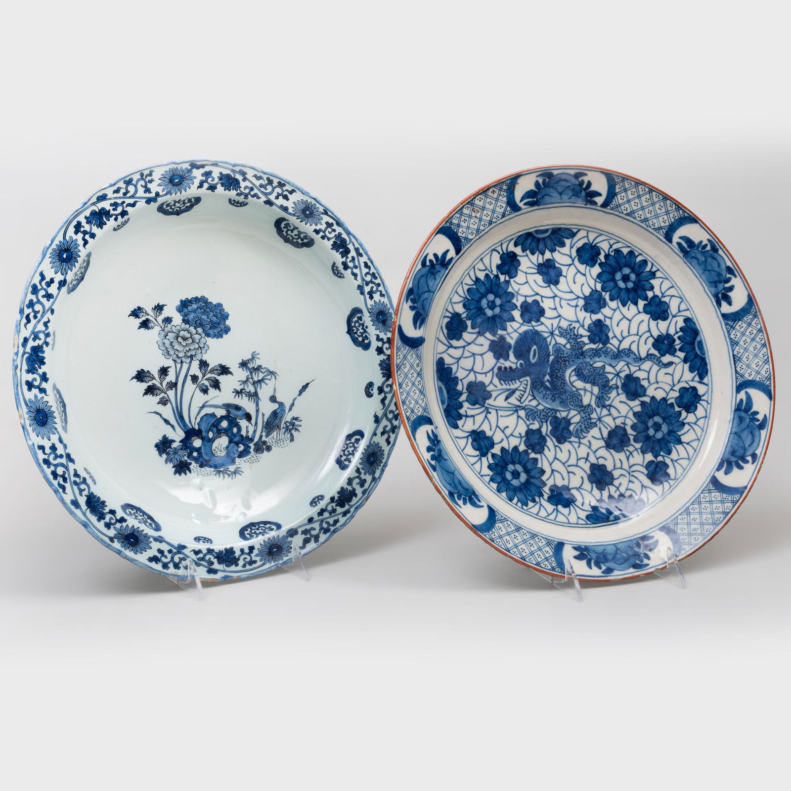 Two Dutch Delft Blue and White and Polychrome Plates (1 of 6)