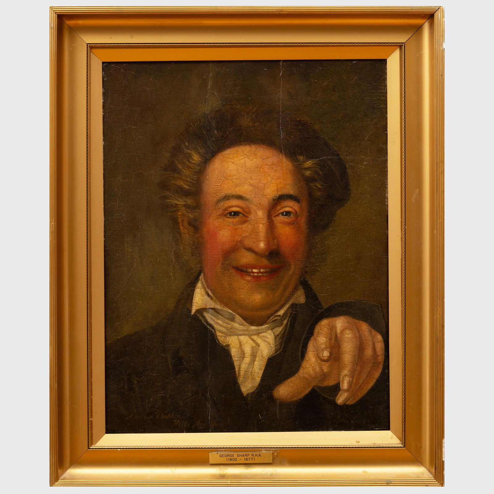 Attributed to George Sharp (1802-1877): Goodbye Dublin,: Attributed to George Sharp (1802-1877): Goodbye Dublin, Hello New York Oil on board, indistinctly signed and dated lower right, titled lower left. 18 1/4 x 13 3/4 in., 22 1/2 x 18 1/2 in. (frame).