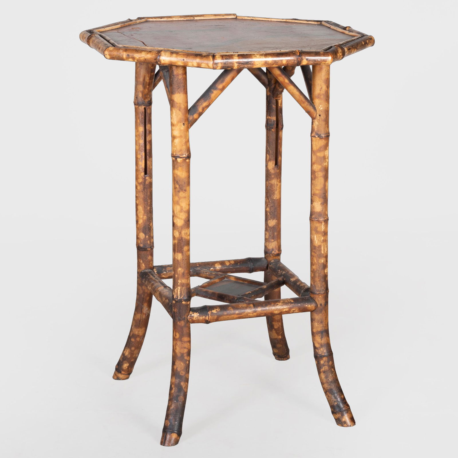 French Bamboo Hexagonal Two-Tier Table (1 of 6)