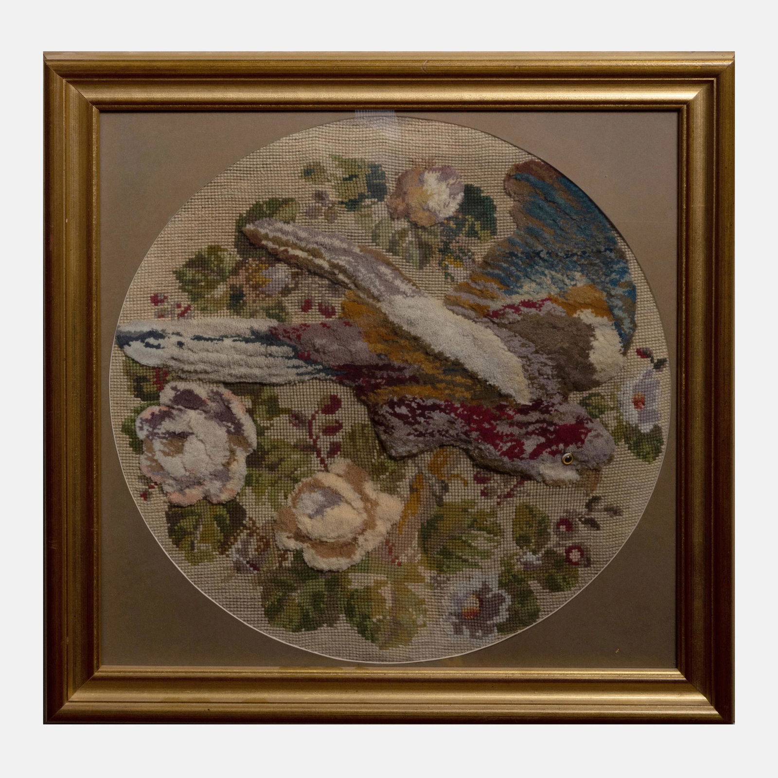 Victorian Woolwork Picture of a Parrot (1 of 3)
