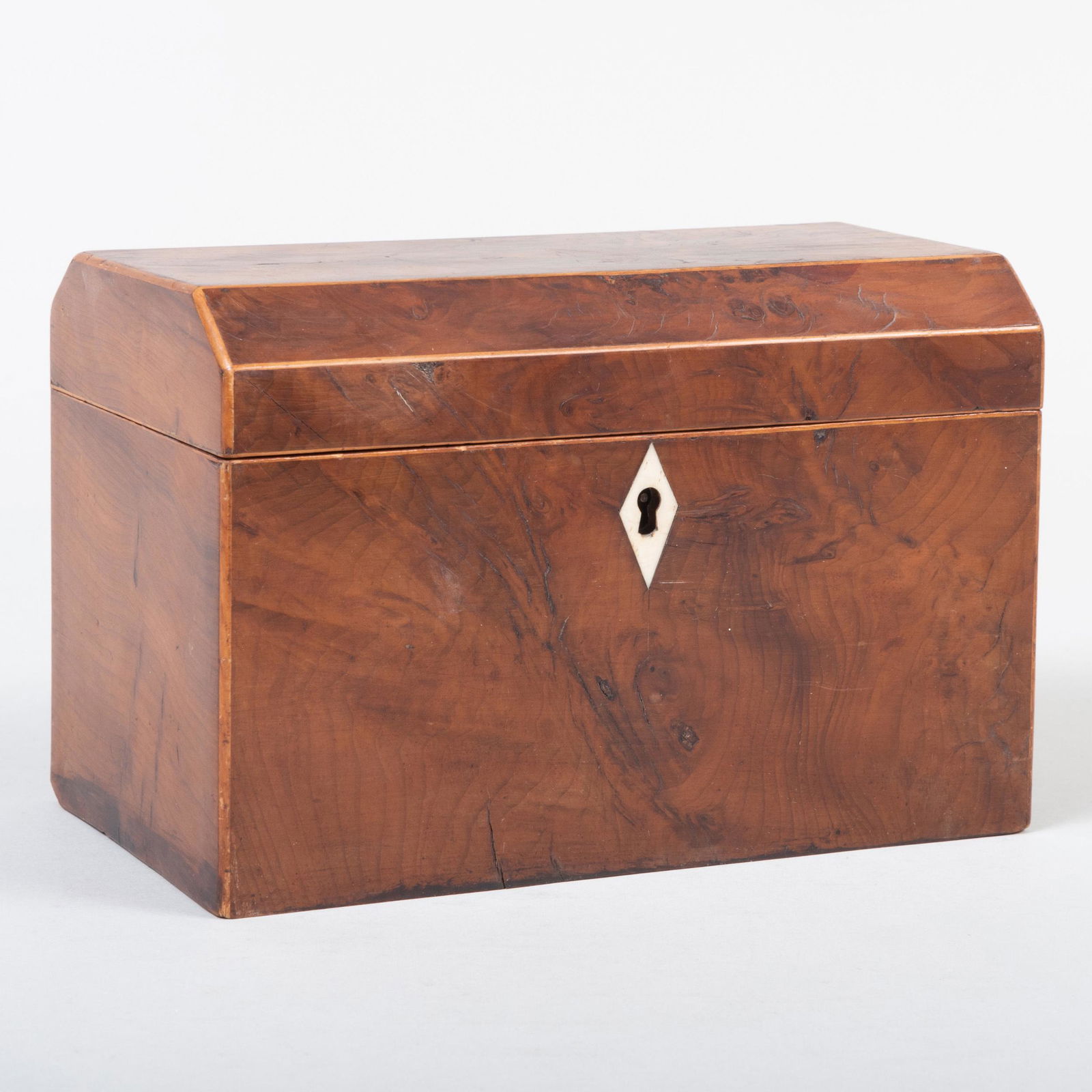 Regency Inlaid Yew Wood Tea Caddy, Now with Music Box (1 of 7)