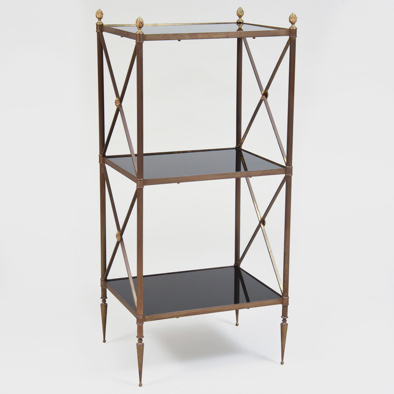 Regency Style Brass and Glass Three Tiered Table (1 of 8)