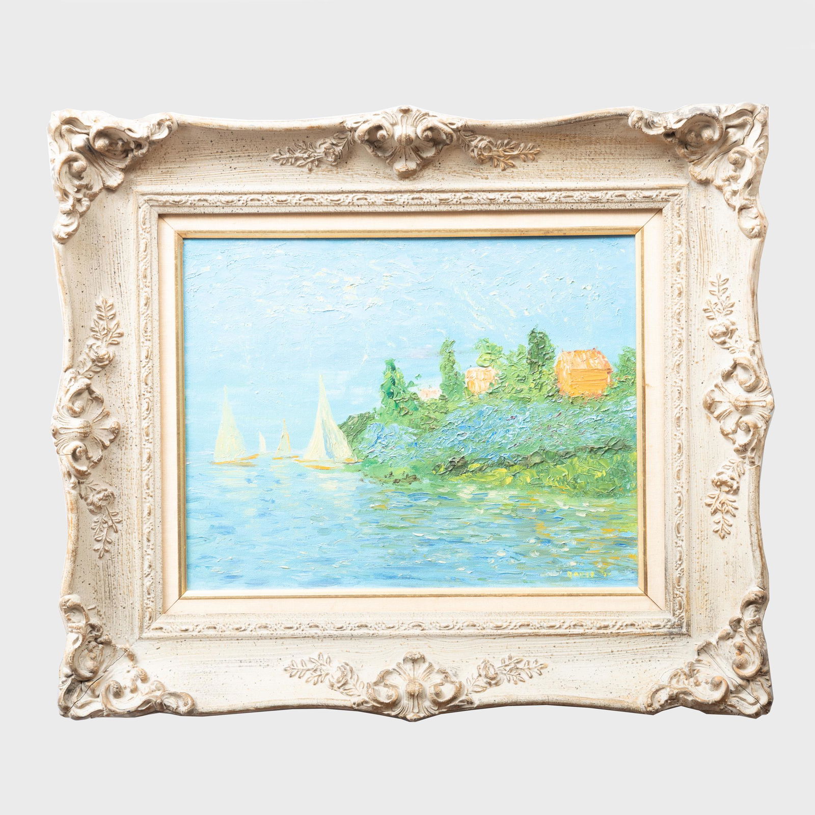 20th Century School: Regatta at Argenteuil, After Monet: 20th Century School: Regatta at Argenteuil, After Monet Oil on canvas, 1971, indistinctly signed and dated lower right. 11 x 14 in., 18 x 21 in. (frame).