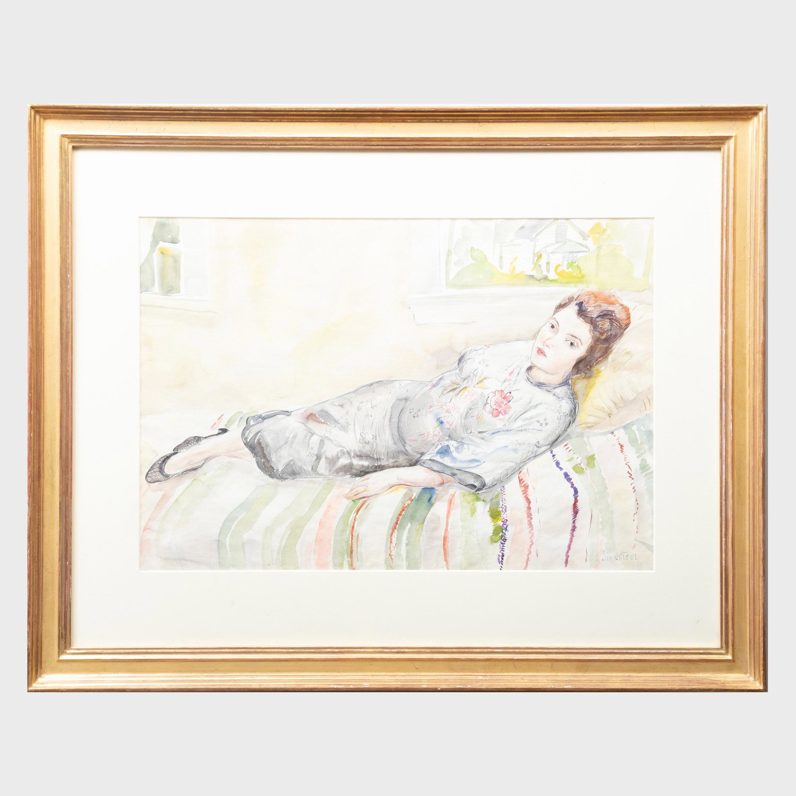 Theresa Bernstein (1890-2002): Self Portrait: Theresa Bernstein (1890-2002): Self Portrait Watercolor on paper, signed 'Bernstein' lower right. 15 x 21 1/2 in. (sight), 24 1/2 x 30 1/2 in. (frame). Sold Bakker, October 29, 2016, Lot 101.