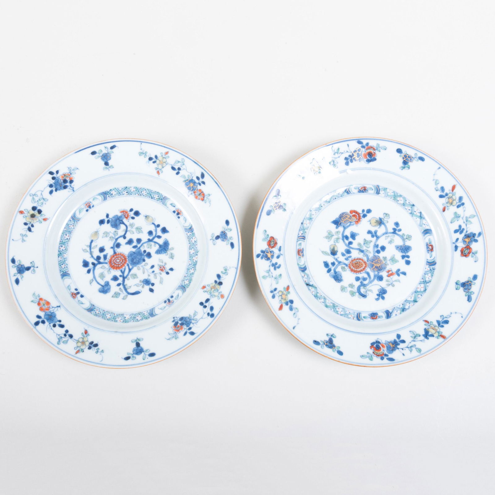 Pair of Chinese Export Porcelain Doucai 'Floral' Dishes (1 of 3)