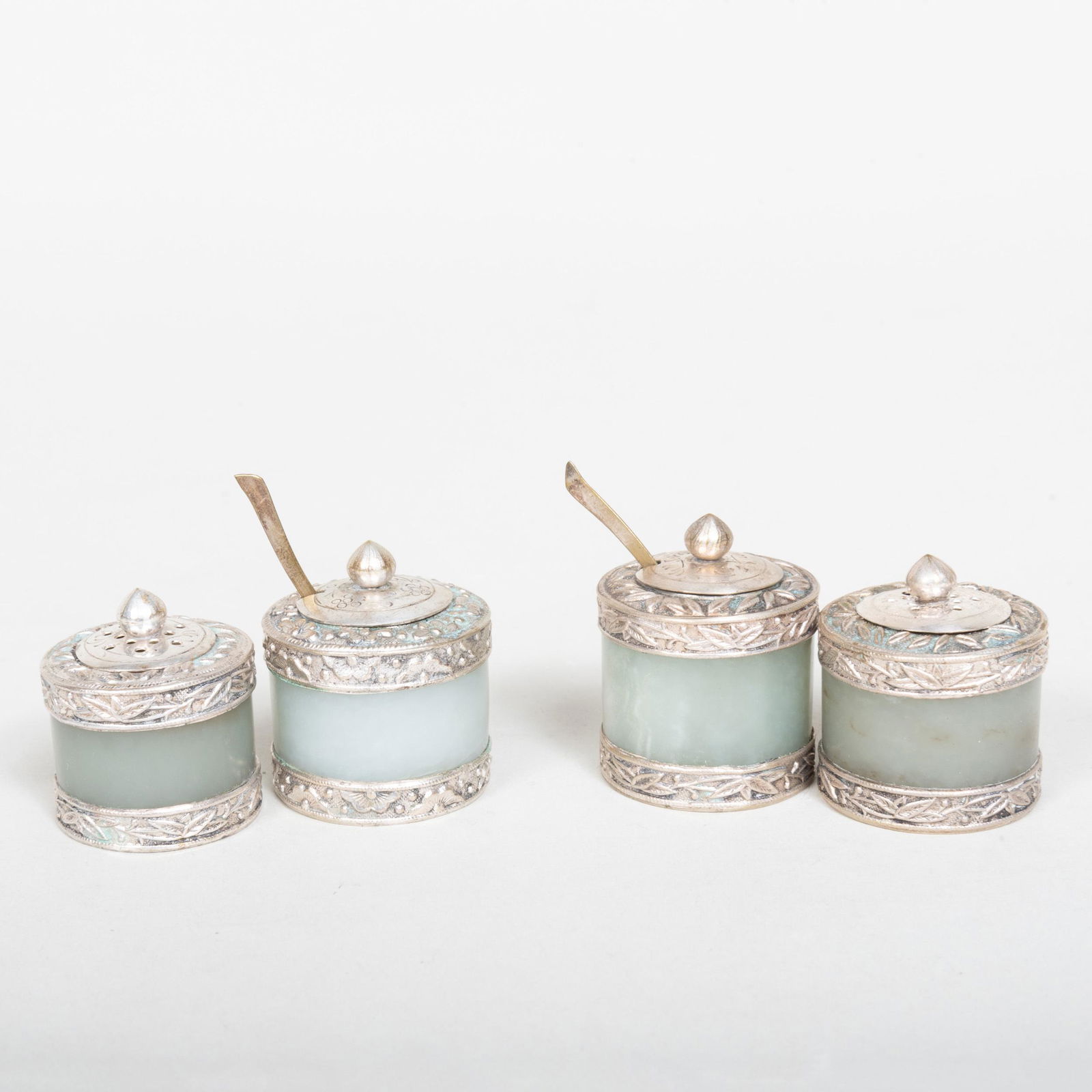 Thirteen Chinese Silver Metal Mounted Hardstone (1 of 6)