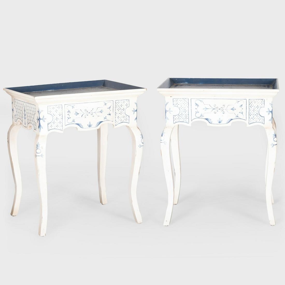 Pair of Danish Rococo Style Painted Tray Tables, Amy: Pair of Danish Rococo Style Painted Tray Tables, Amy Howard Collection, Modern 28 x 22 3/4 x 18 3/4 in.