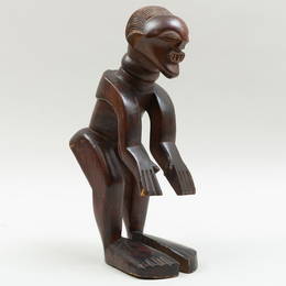 Rare Songye Carved Wood Power Figure, Democratic