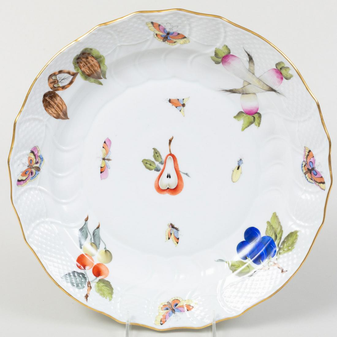 Herend Porcelain Circular Platter, in the 'Market: Herend Porcelain Circular Platter, in the 'Market Garden' Pattern Blue printed mark. 13 3/4 in. diam. Property of a Lady from a Berkshire Home Designed by Bunny Williams