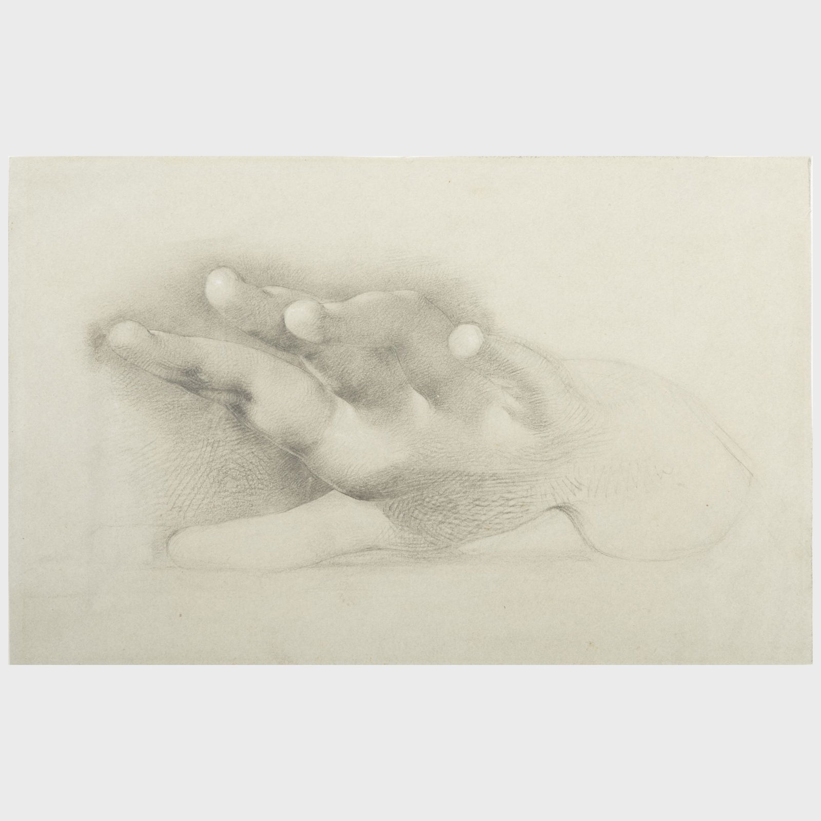 British School: Study of a Hand: British School: Study of a Hand Pencil on grey paper, unsigned. 9 1/4 x 5 7/8 in. (sheet), unsigned. p> Property from the Estate of Eugene V. Thaw