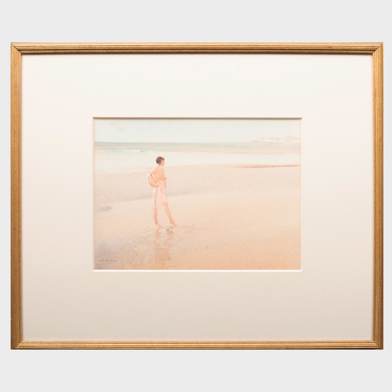 William Russell Flint (1880-1969): Clarissa Impatient: William Russell Flint (1880-1969): Clarissa Impatient Watercolor on card, 1930, signed 'W Russell Flint' lower left, signed 'W Russell Flint', titled and dated on the reverse, with label from The Fine