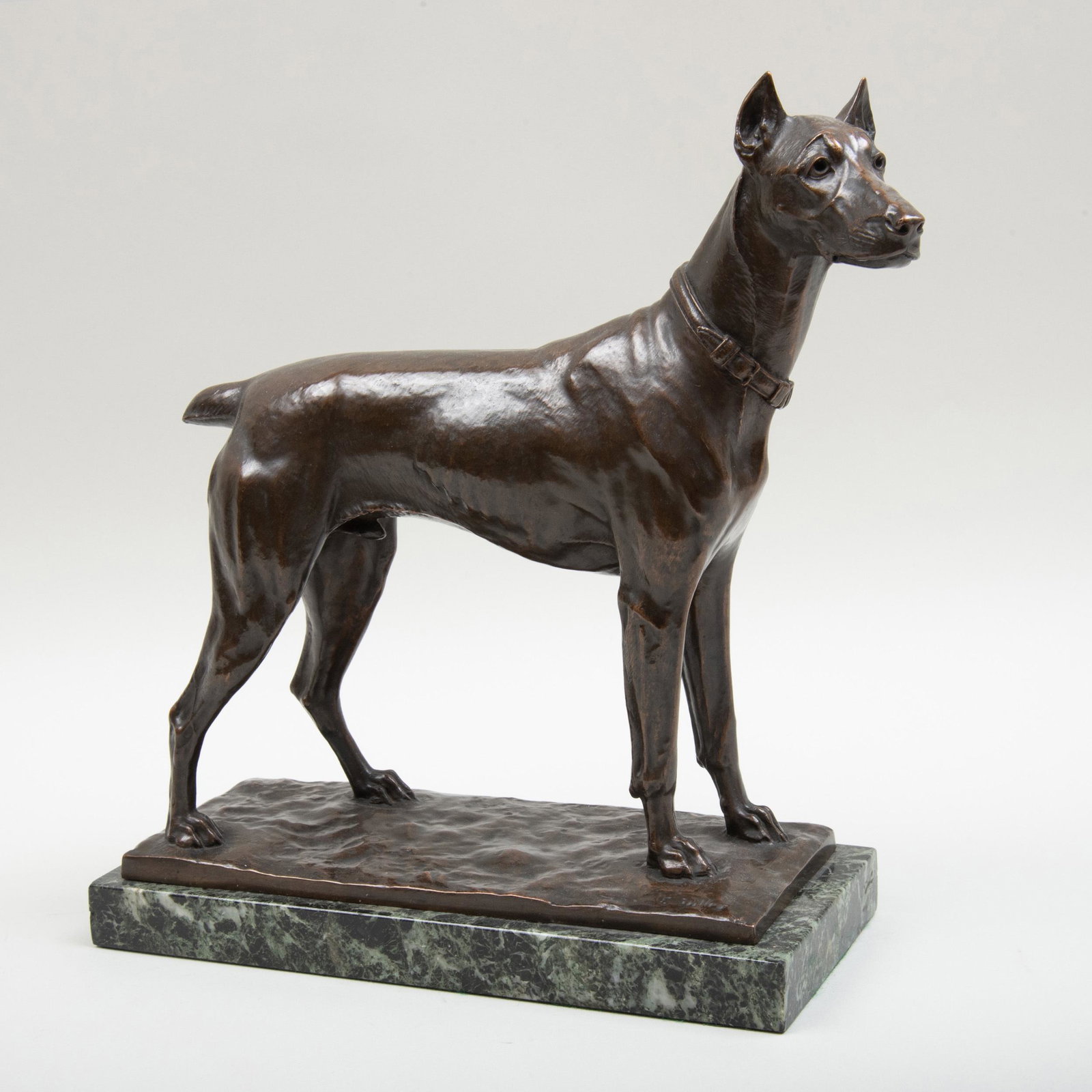Fritz Diller (1875-1945): Pinscher: Fritz Diller (1875-1945): Pinscher Bronze, signed 'F. Diller' on the base. 14 3/4 in. high. p>