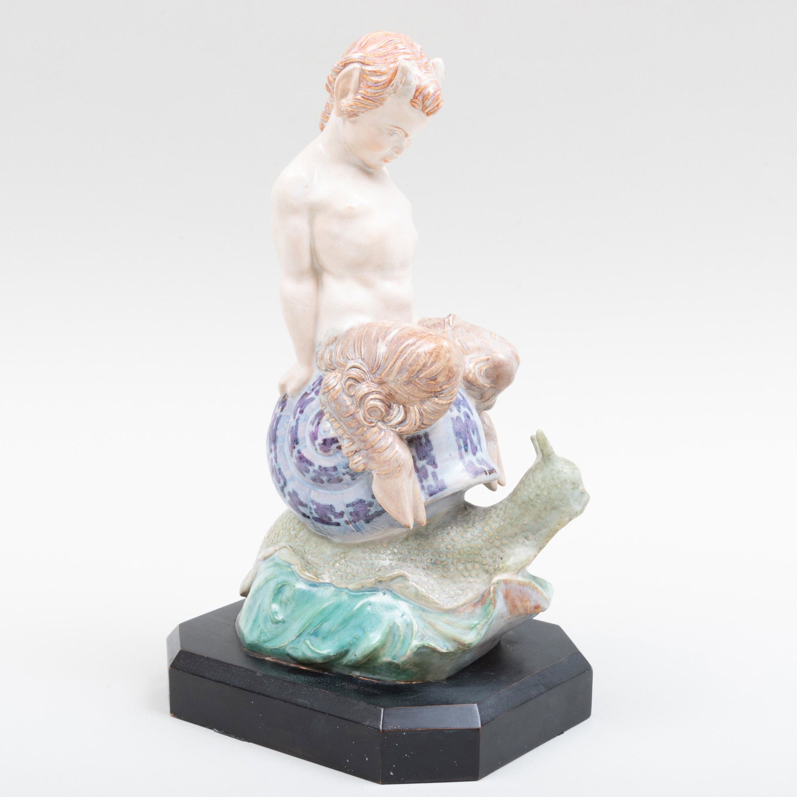 Charles Vyse Chelsea Pottery 'Morning Ride': Charles Vyse Chelsea Pottery 'Morning Ride' Incised 'Charles Vyse, Chelsea' mark, on an ebonized wood base. The figure 10 1/2 in. high. p> Property from a Distinguished New York City Collector