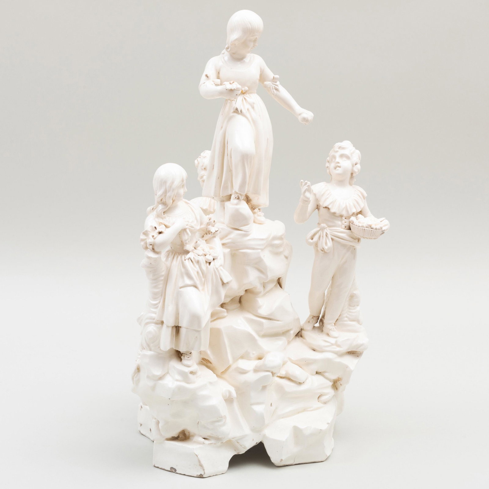 Large Naples Creamware Figural Center Table, Probably: Large Naples Creamware Figural Center Table, Probably Giustiniani 14 3/4 in. high. p>