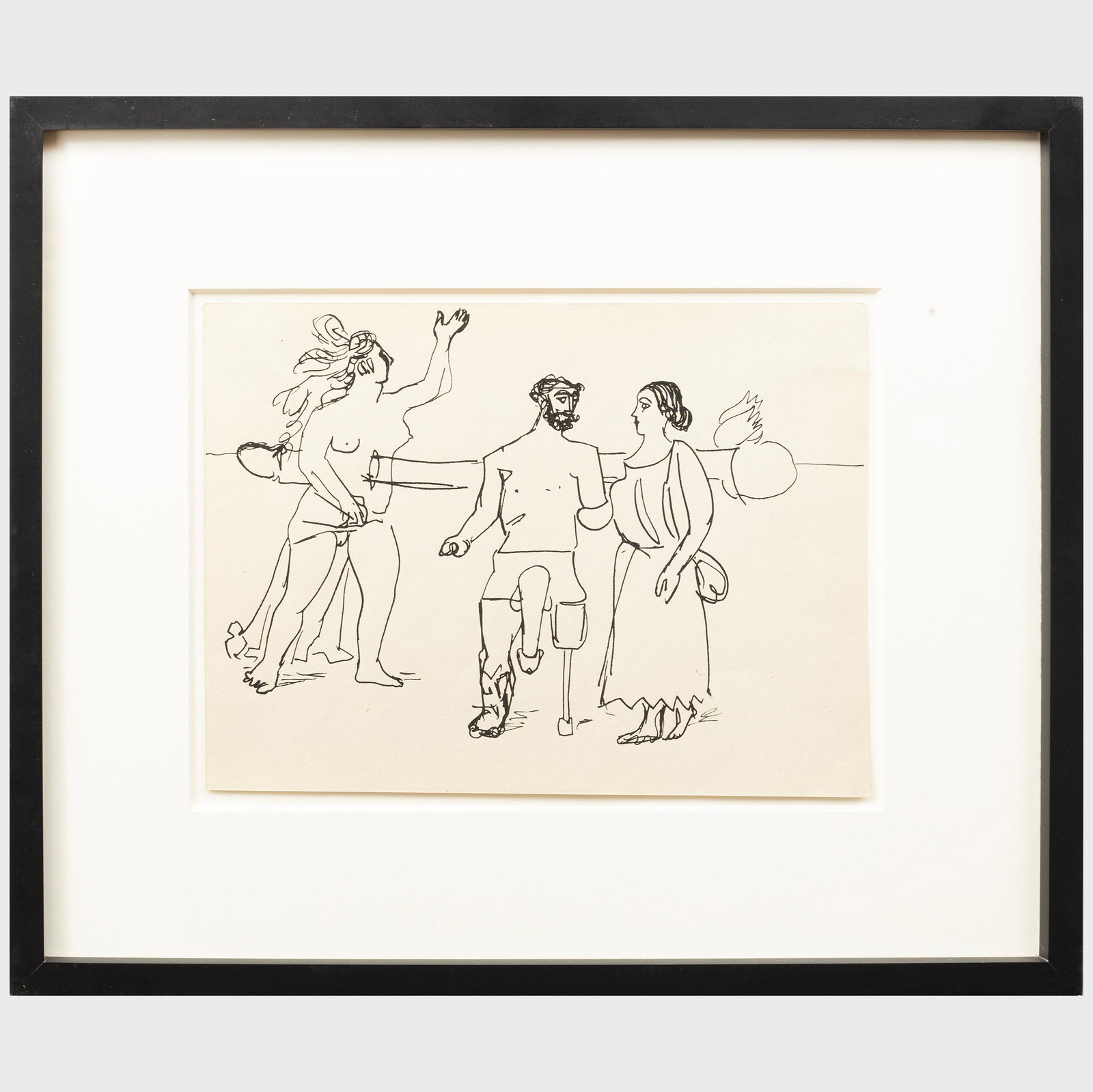 John D. Graham (1881-1961): Untitled (Erotic Drawing): John D. Graham (1881-1961): Untitled (Erotic Drawing) Ink on paper, c. 1941, unsigned, with label from Allan Stone Gallery, NY and Allan Stone Projects, NY. 8 3/4 x 12 in. (sheet), 16 1/4 x 19 1/4 in.
