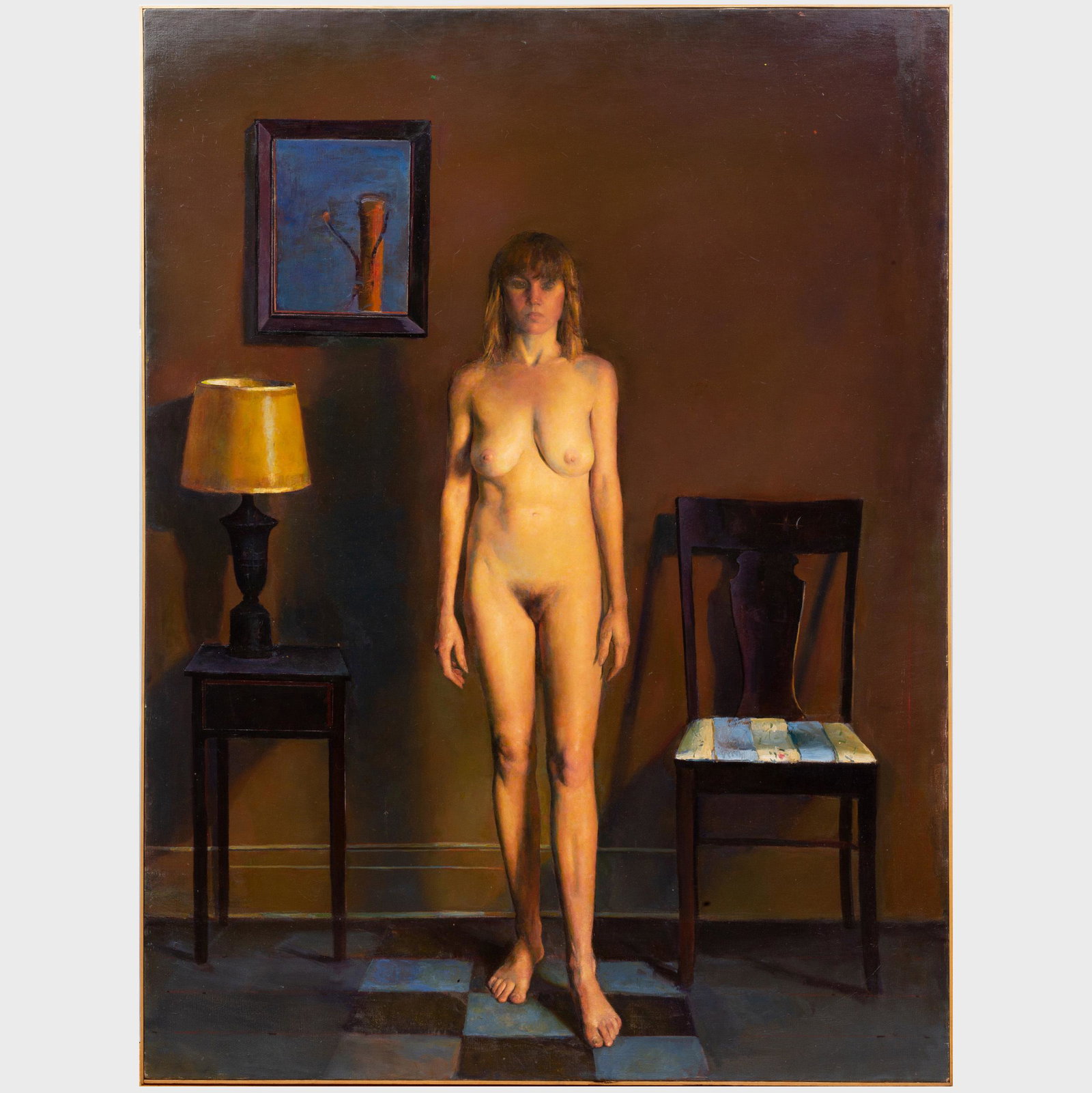 Stephen Brown (b. 1947): Female Standing Nude: Stephen Brown (b. 1947): Female Standing Nude Oil on linen, unsigned. 80 x 60 in., 81 x 61 in. (frame). From the Allan Stone Collection
