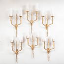 Set of Six Agostini Gilt-Metal Two-Light Wall Lights