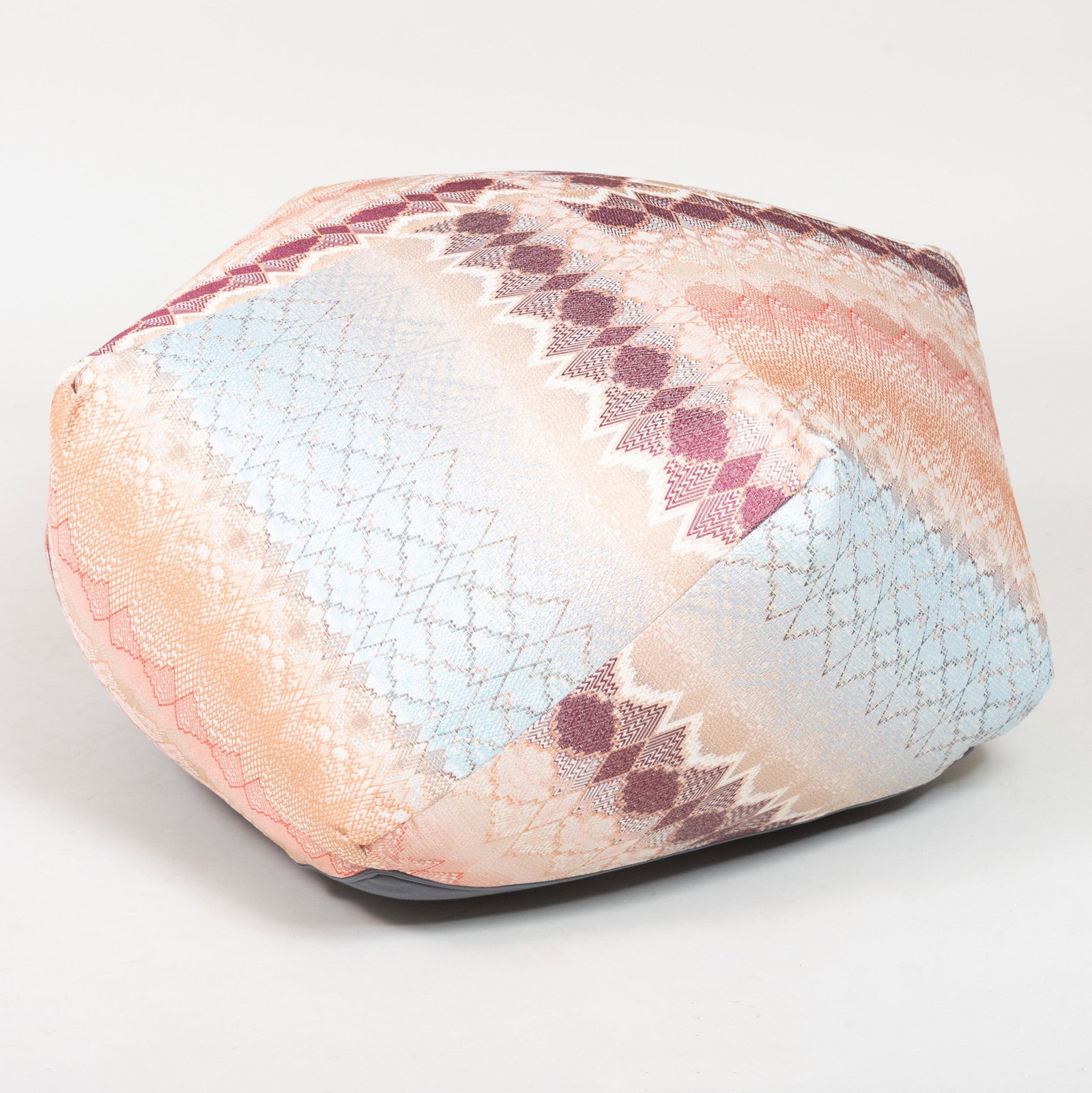 Missoni Home Tbilisi Diamante Pouf in a 'Blue and Pink: Missoni Home Tbilisi Diamante Pouf in a 'Blue and Pink Wave' Pattern 18 x 31 x 31 in.