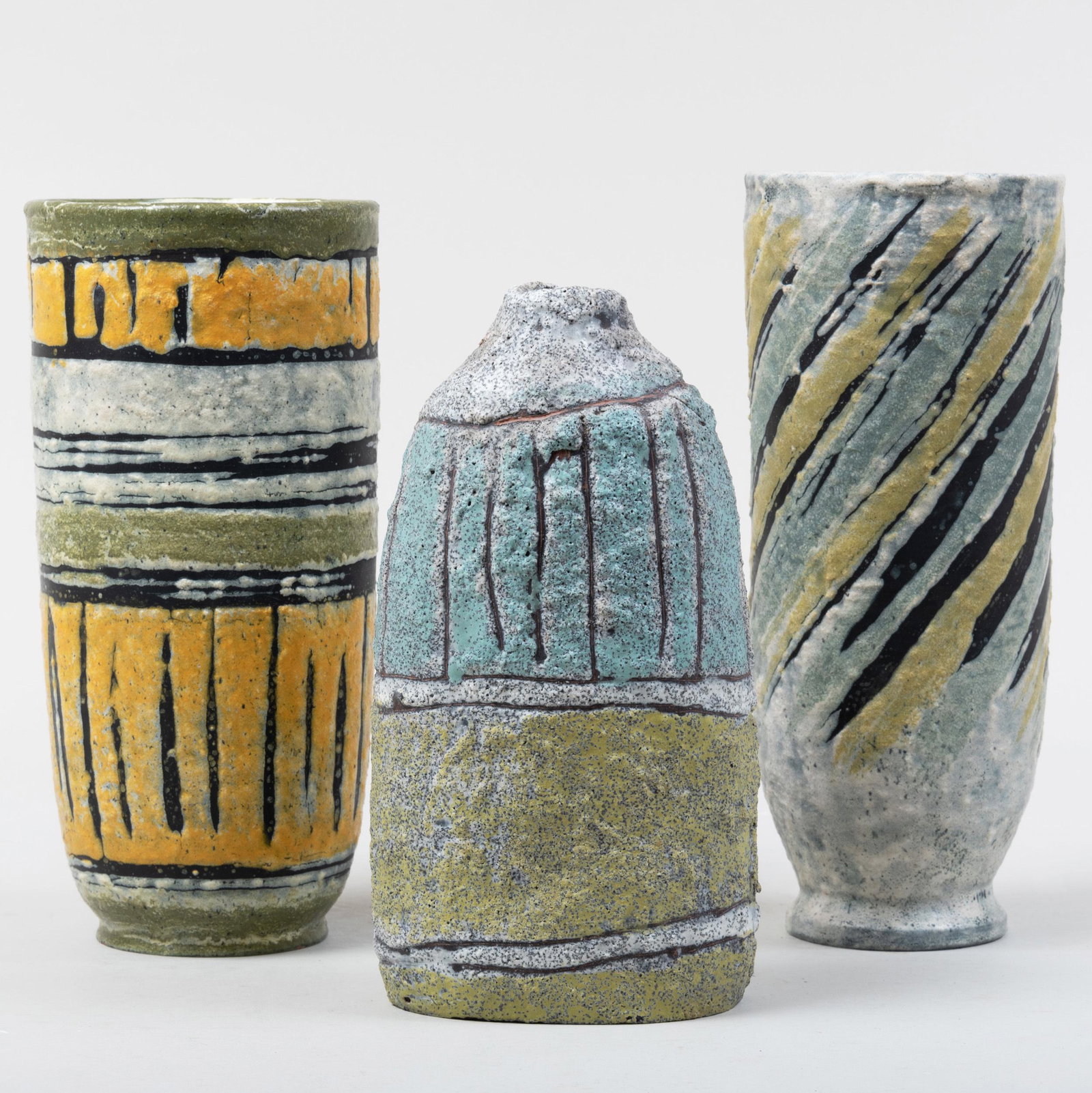 Group of Three Gorka Livia Pottery Vases: Group of Three Gorka Livia Pottery Vases Each signed 'Gorka Livia' to base. The tallest 11 in. high. Literature: For similar examples see Architectural Digest, Germany, December/January 2016, ill. pg.