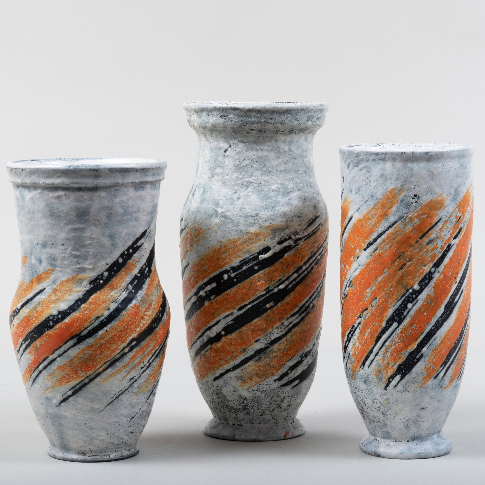 Group of Three Gorka Livia Glazed Earthenware Vases: Group of Three Gorka Livia Glazed Earthenware Vases Each signed 'Gorka Livia' to base. The largest 11 3/4 in. Literature: For similar examples see Architectural Digest, Germany, December/January 201