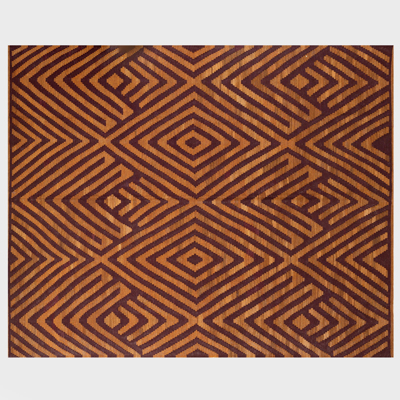 Stark Brown and Tan Kilim: Stark Brown and Tan Kilim 10 ft. 2 in. x 8 ft. 5 in.