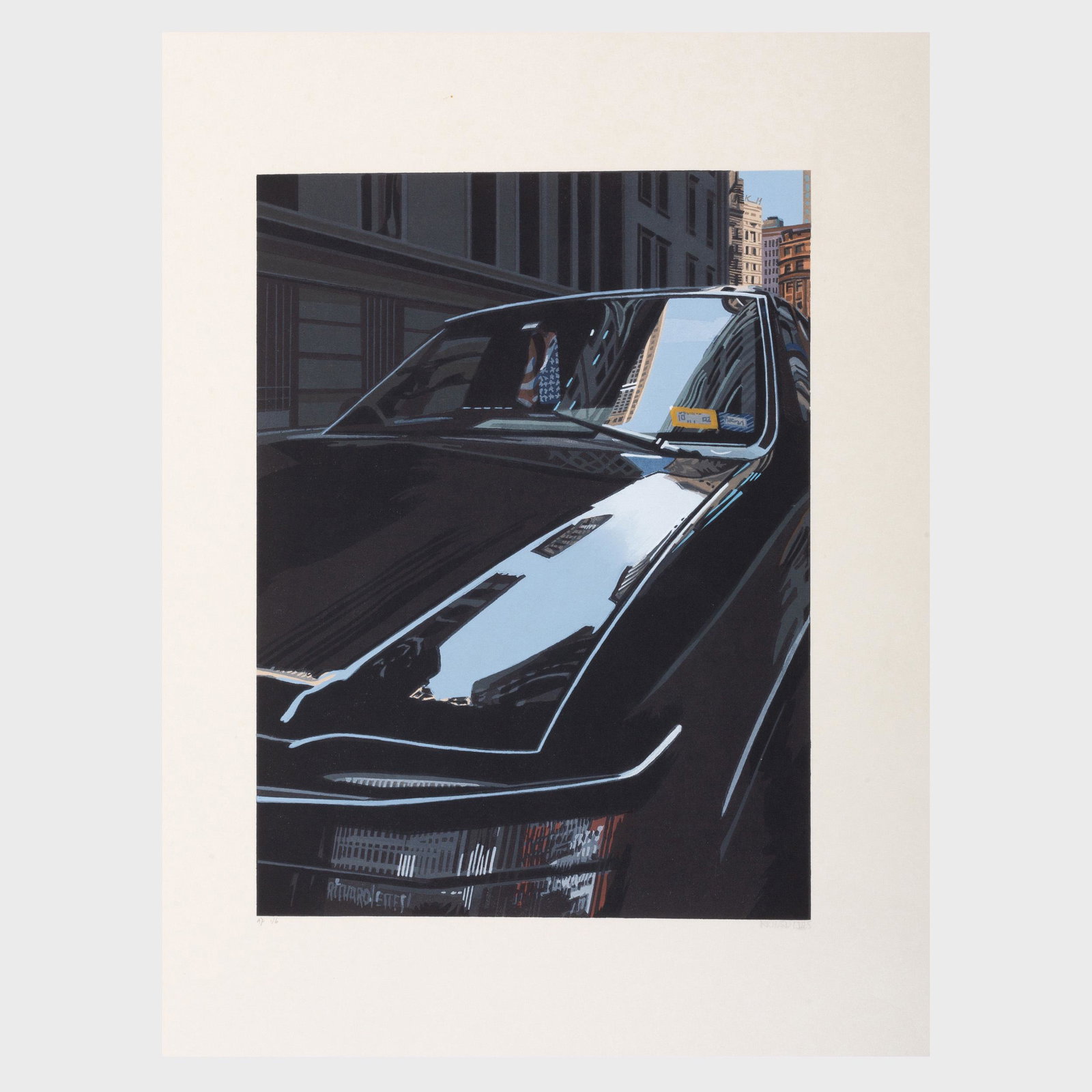 Richard Estes (b. 1932): Downtown Near Broadway: Richard Estes (b. 1932): Downtown Near Broadway Woodcut in colors on Chine, 2003, signed in pencil, numbered AP 1/6. 24 x 18 in. (sheet), unframed. The artist. Property From the Estate of Thomas A. Co