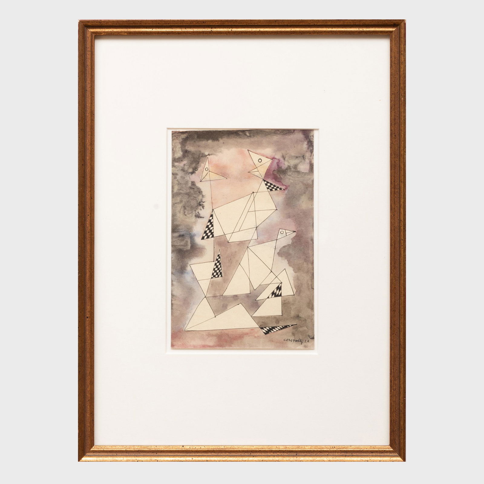 Carl Robert Holty (1900-1973): Composition: Carl Robert Holty (1900-1973): Composition Watercolor and ink on paper, 1926, signed 'CR Holty' and dated lower right. 7 3/4 x 5 in. (sheet), 15 3/4 x 11 3/4 in. (frame). The Collection of Arthur Bran