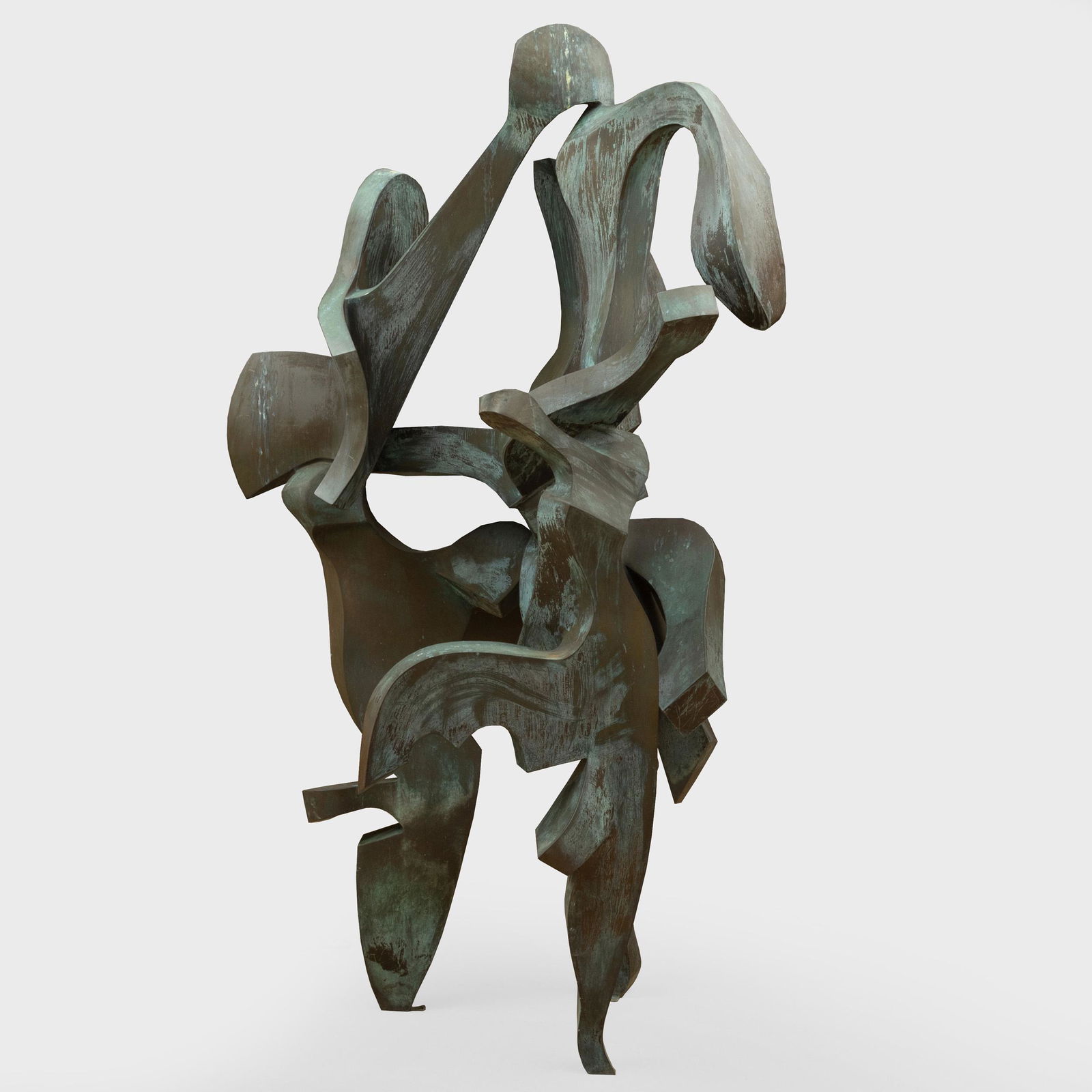 Bill Barrett (b. 1934): Untitled: Bill Barrett (b. 1934): Untitled Metal with verdigris, 1990, signed 'Bill Barrett' and dated at bottom. 100 x 60 x 50 in.