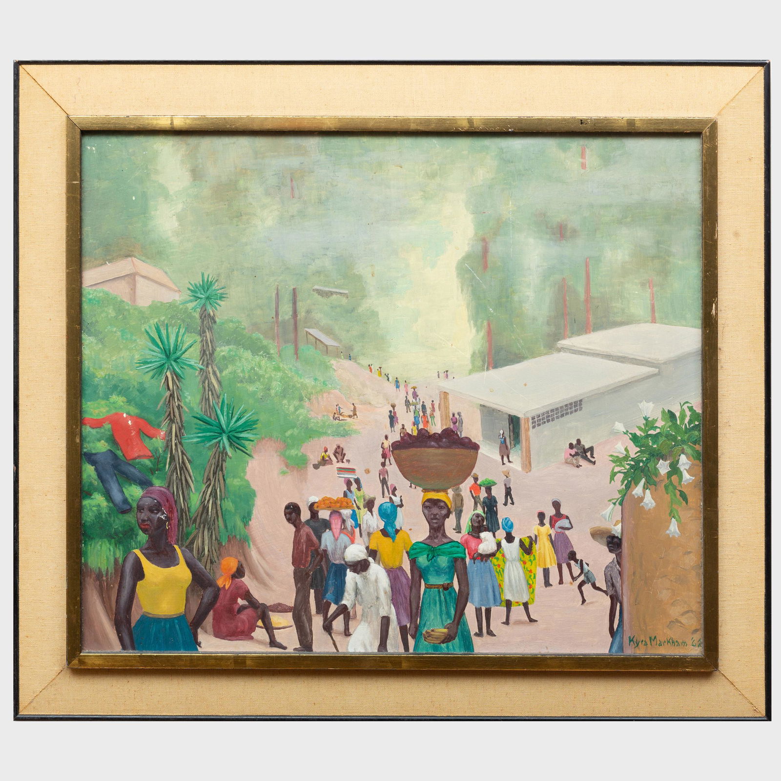 Kyra Markham (1891-1967): Haitian Scene: Kyra Markham (1891-1967): Haitian Scene Oil on board, 1962, signed 'Kyra Markham' and dated lower right. 19 1/2 x 23 1/2 in., 25 x 29 in. (frame). Property from the Estate of Ethel Confino