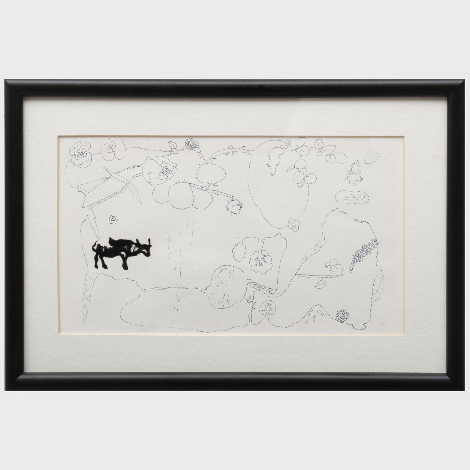 Ryoko Aoki: Mask: Ryoko Aoki: Mask Ink on paper, 2003, unsigned. 4 1/2 x 8 1/4 in. (sight), 7 1/2 x 11 in. (frame). Kodama Gallery, Osaka, Japan. Property from the Estate of Martin and Faith-Dorian Wright