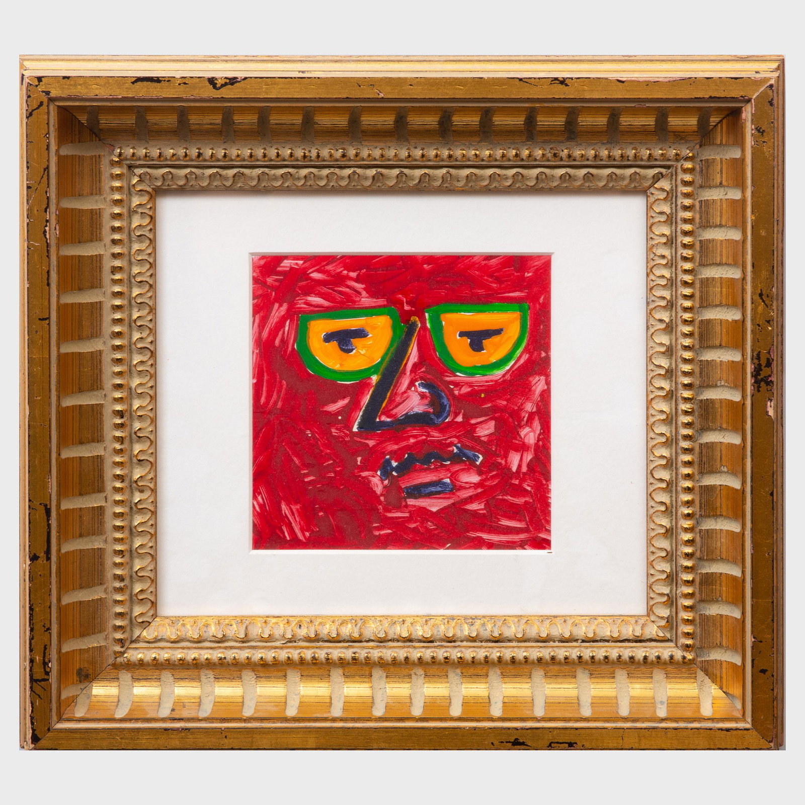 Attributed to Edgar Jerens: Self Portrait: Attributed to Edgar Jerens: Self Portrait Acrylic on paper, unsigned; andÂ Apples, offset print on paper. 6 x 5 3/4 in. (sheet), 13 x 14 in. (frame), 30 x 22 in. (sheet), unframed.