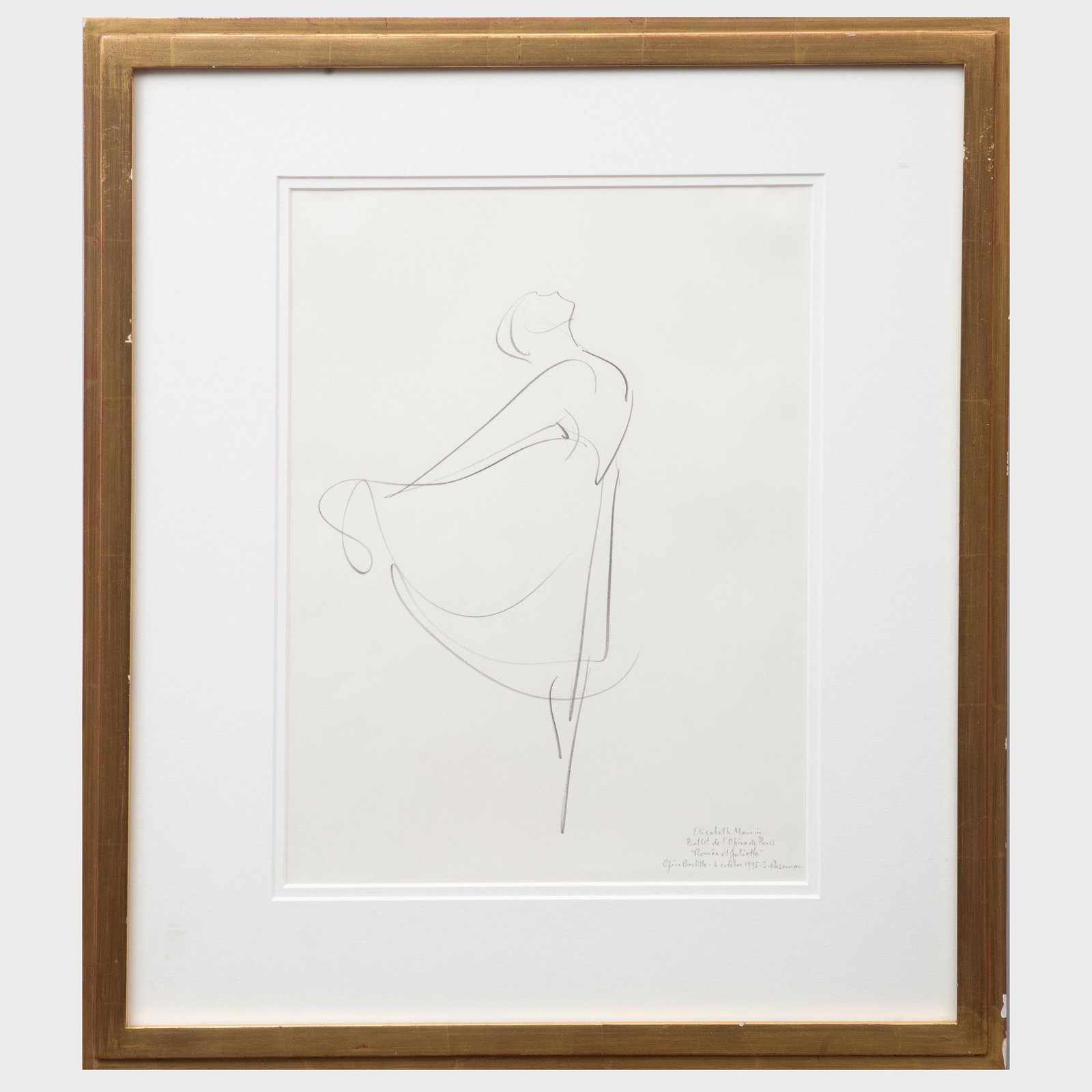 Stanley Roseman (b. 1945) : Romeo et Juilette: Stanley Roseman (b. 1945) : Romeo et Juilette Pencil on paper, 1995, signed 'S. Roseman', titled, dated and inscribed 'Elisabeth Maurin Ballet de l'Opera de Paris' lower right. 14 1/4 x 10 1/4 in. (si