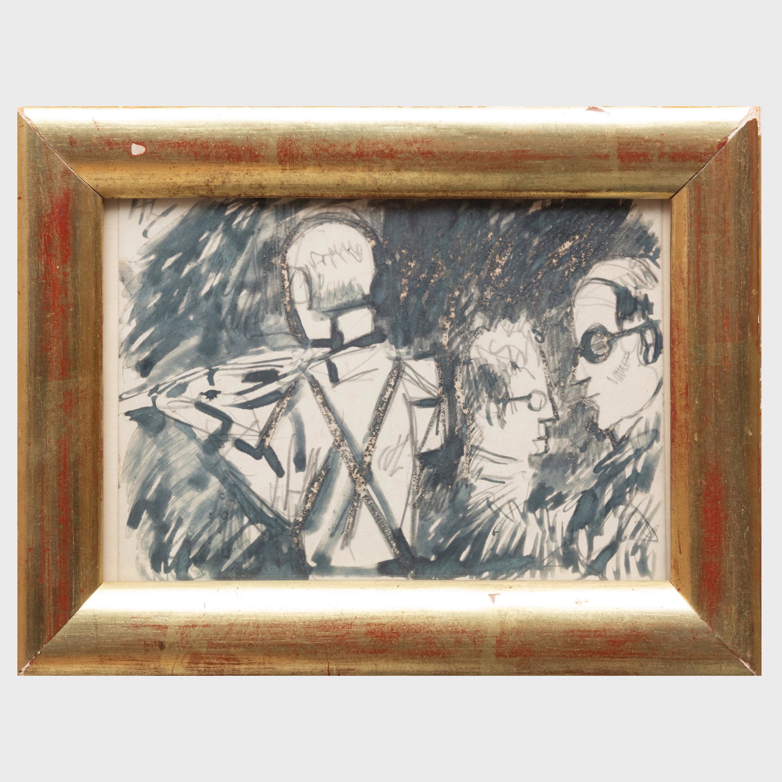 Hayley Lever (1876-1958): Trio: Hayley Lever (1876-1958): Trio Pencil and ink on paper, signed with initials 'HL' upper left, with label from Elaine G. Weitzen Fine Arts, NY. 3 1/2 x 5 1/2 in. (sheet), 4 3/4 x 6 3/4 in. (frame). Cla