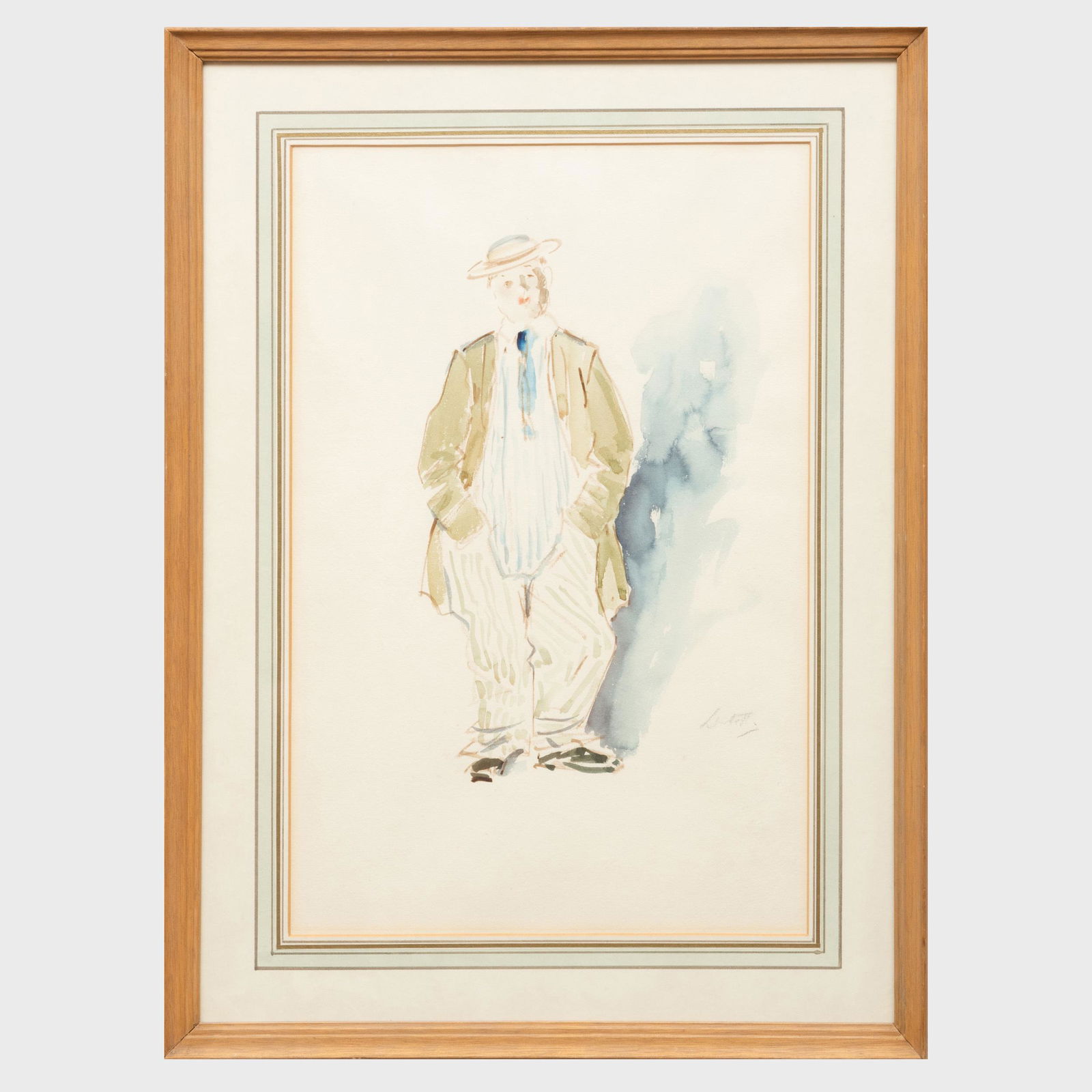 Edward Barnard Lintott (1875-1951): Clown: Edward Barnard Lintott (1875-1951): Clown Watercolor on paper, c. 1935, signed 'Linott' lower right, with label from Elaine G. Weitzen Fine Arts, NY. 17 3/4 x 11 1/2 in. (sight), 23 x 17 in. (frame).