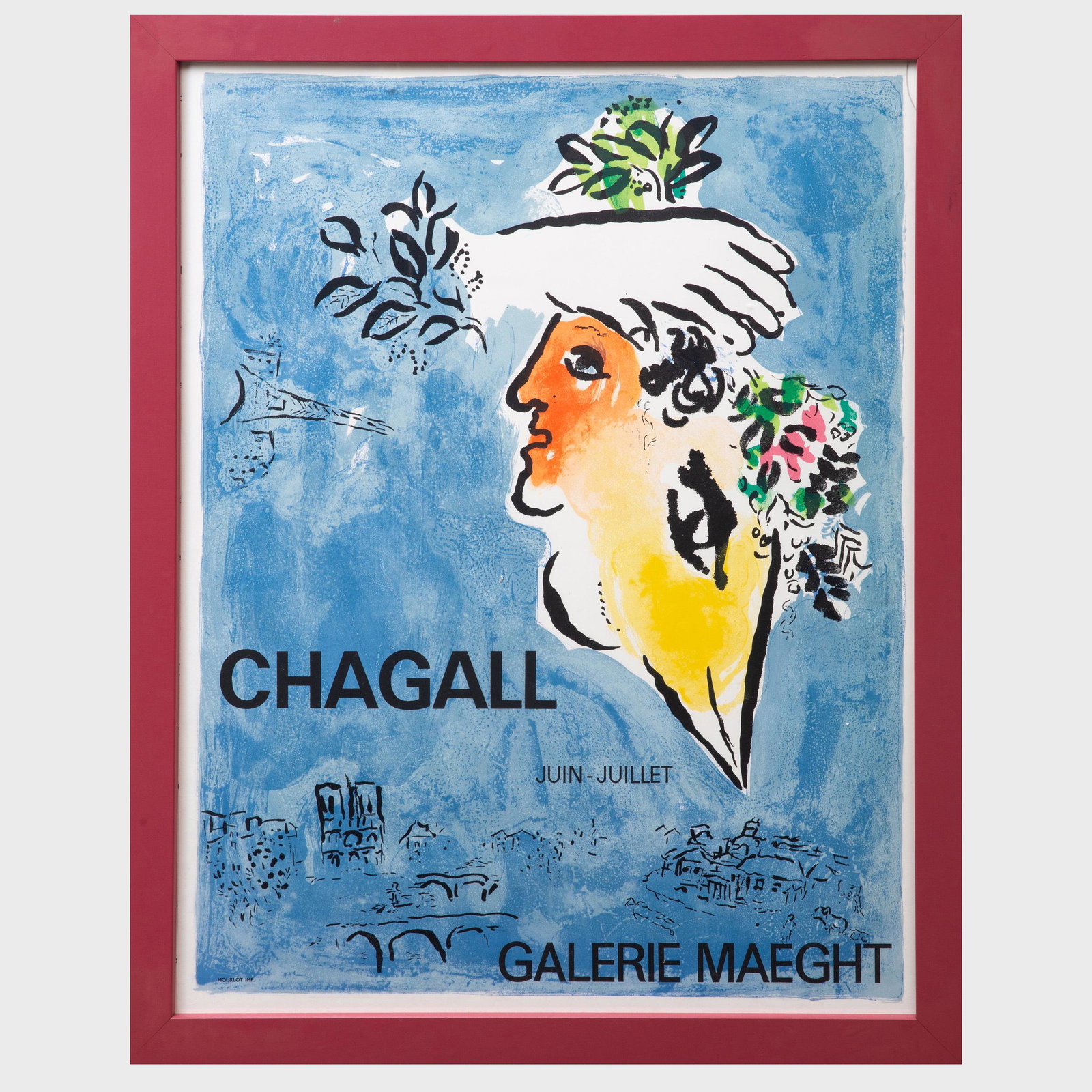 After Marc Chagall (1887-1985): Galerie Maeght: After Marc Chagall (1887-1985): Galerie Maeght Exhibition Poster Lithographic poster. 28 x 22 in. (sheet), 30 x 24 in. (frame).