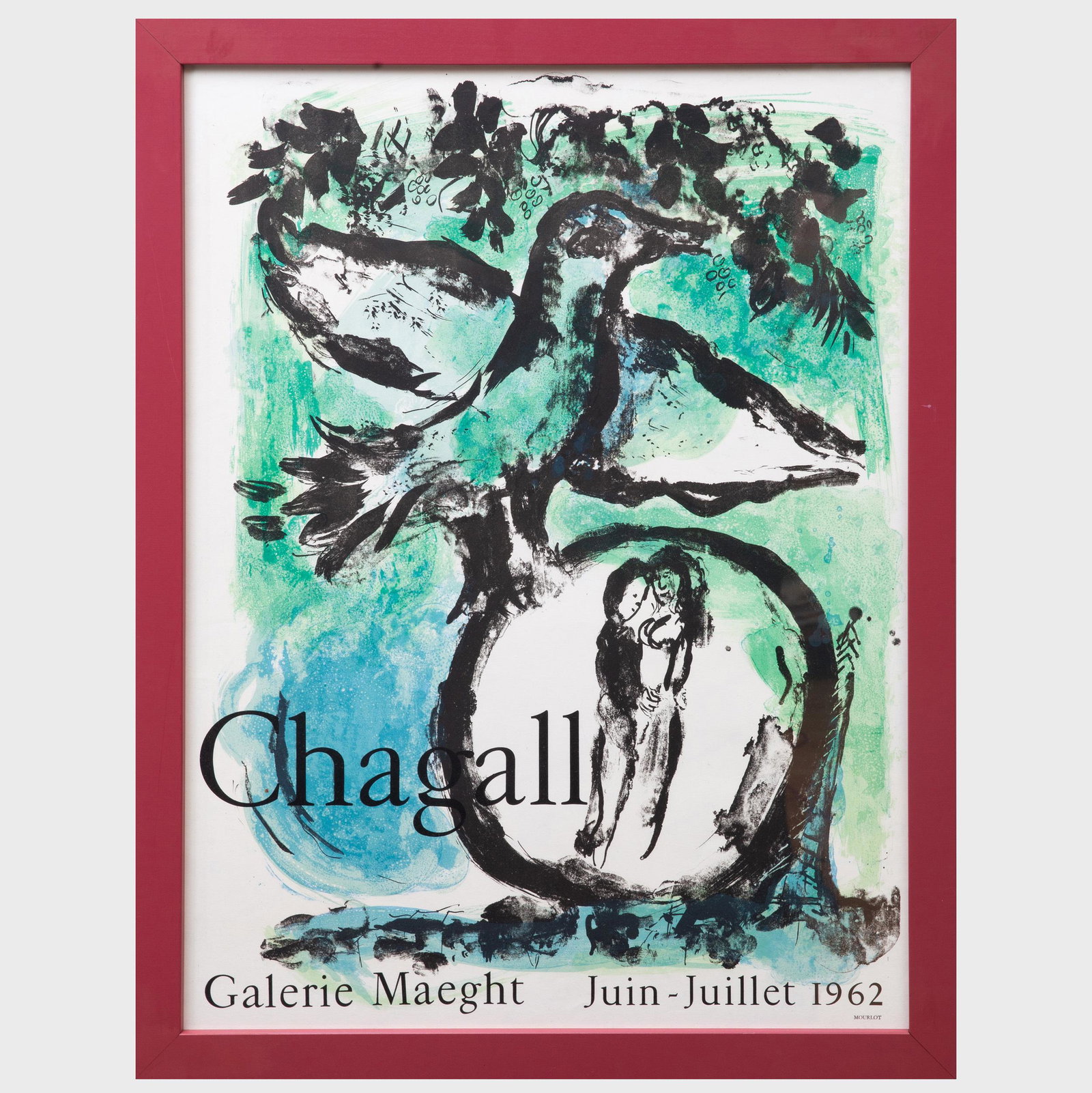 After Marc Chagall (1887-1985): Galerie Maeght: After Marc Chagall (1887-1985): Galerie Maeght Exhibition Poster Lithographic poster. 27 3/4 x 21 in. (sheet), 30 x 23 1/2 in. (frame).