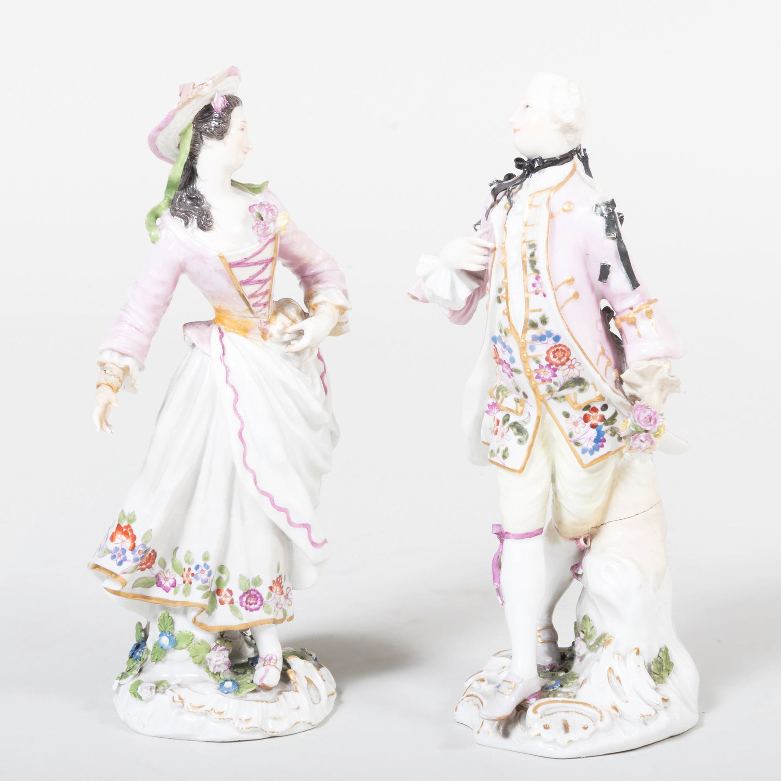 Pair of Meissen Porcelain Figures of Dancers: Pair of Meissen Porcelain Figures of Dancers Each with an unglazed underside with an impressed '3' and inked numbers 5.383. 7 3/4 in. high. Property from the Estate of Mrs. C. Douglas Dillon
