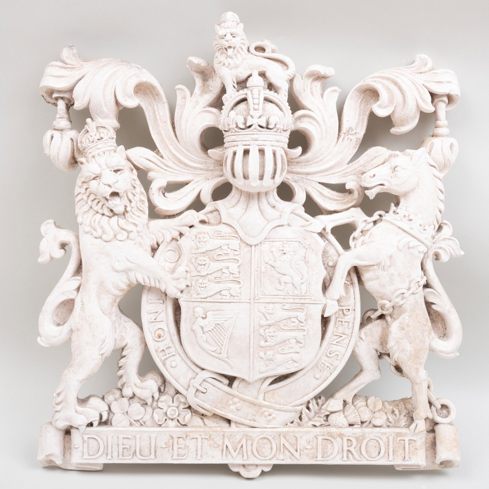 United Kingdom Plaster Royal Coat of Arms: United Kingdom Plaster Royal Coat of Arms 26 1/4 x 24 1/4 in.