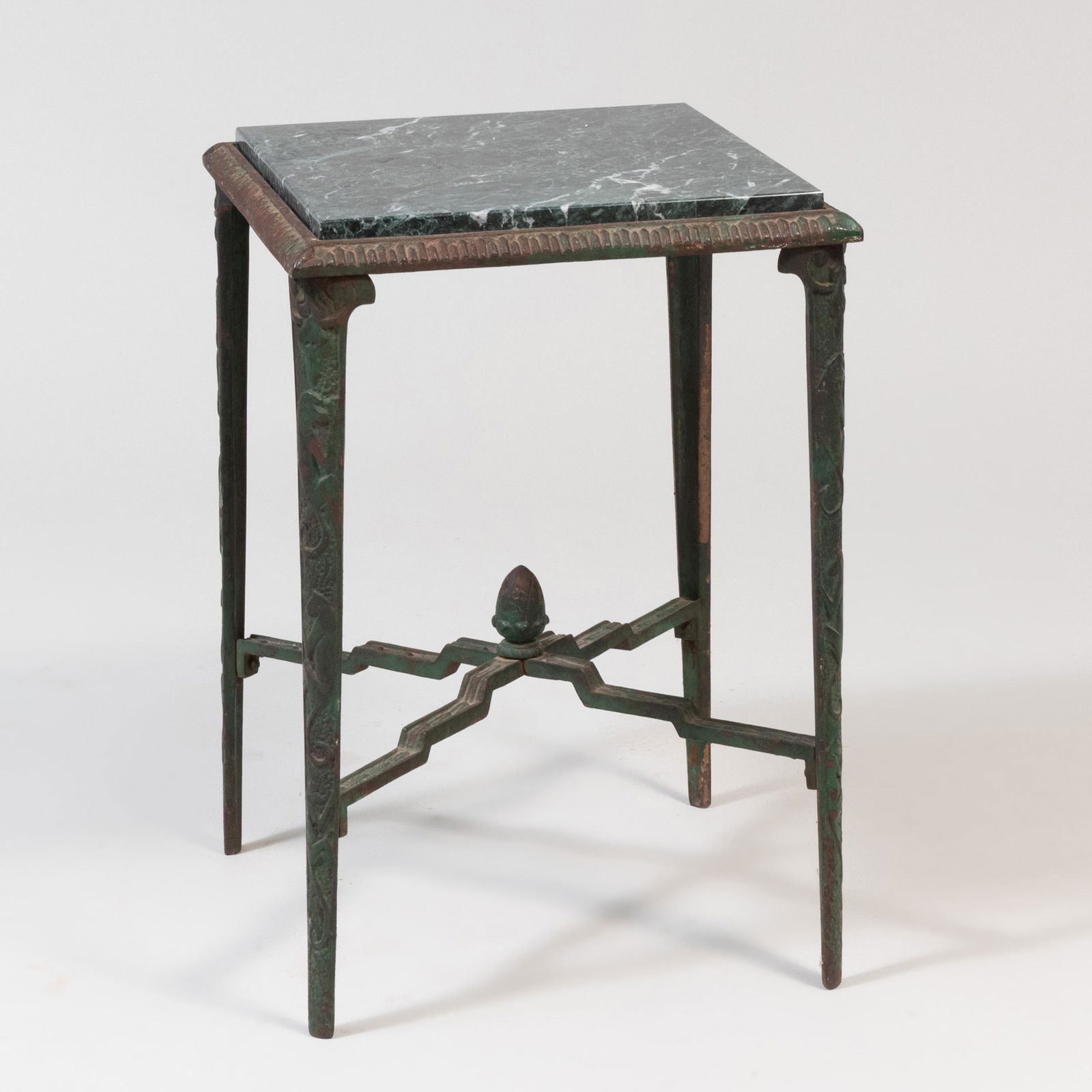 Modern Green Painted Cast-Iron and Marble Side Table (1 of 8)